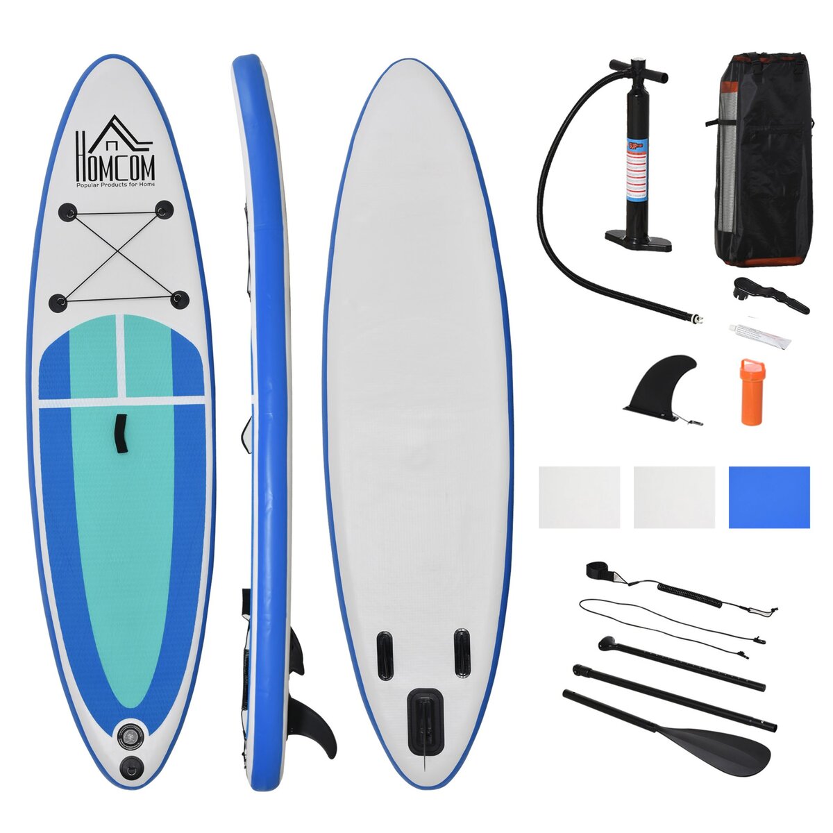 HOMCOM Stand up paddle gonflable surf planche de paddle pour adulte dim. 305L x 75l x 15H cm nombreux accessoires fournis PVC