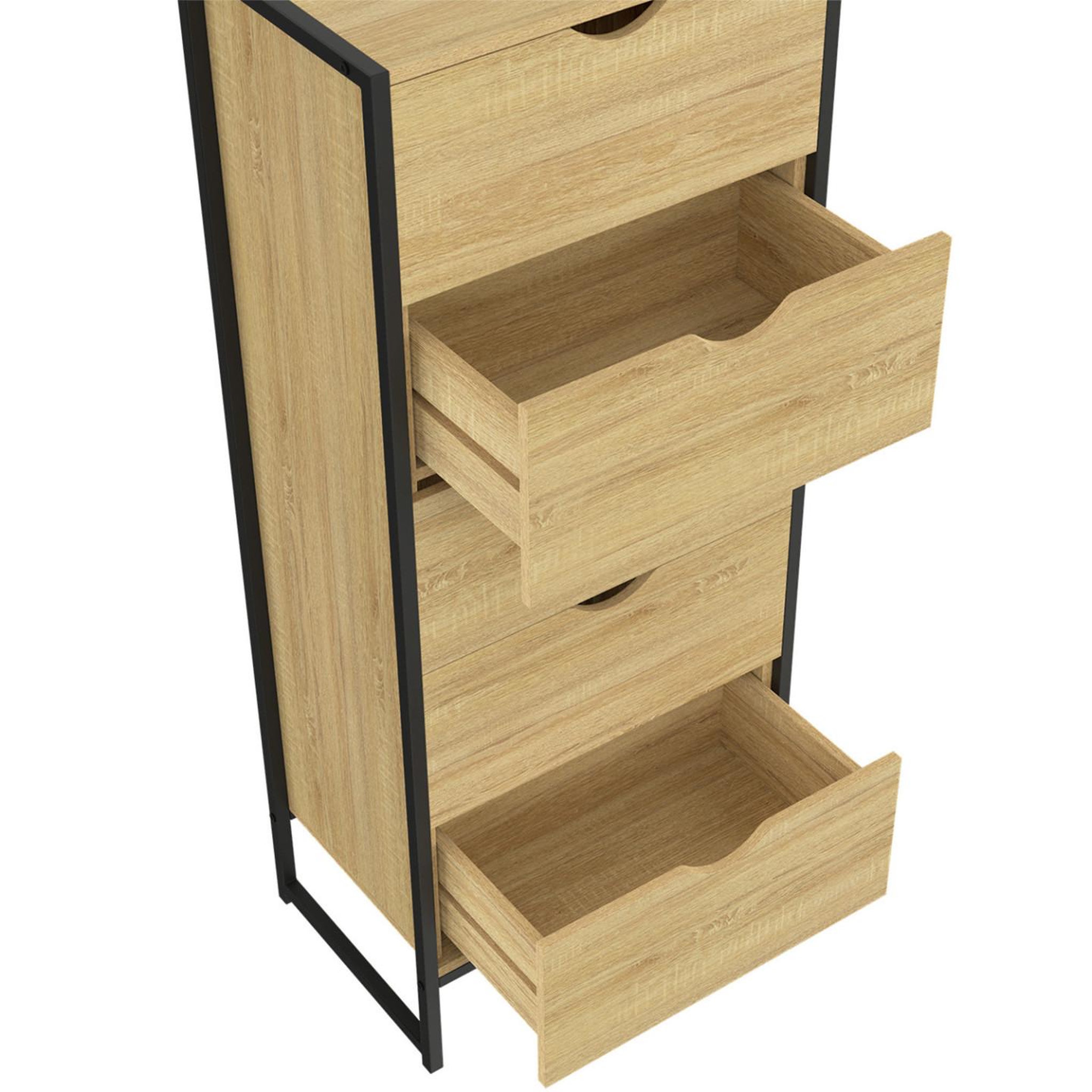 Voir la diapositive 6 : ID MARKET Chiffonnier 5 tiroirs detroit 45x30x110 cm commode semainier design industriel