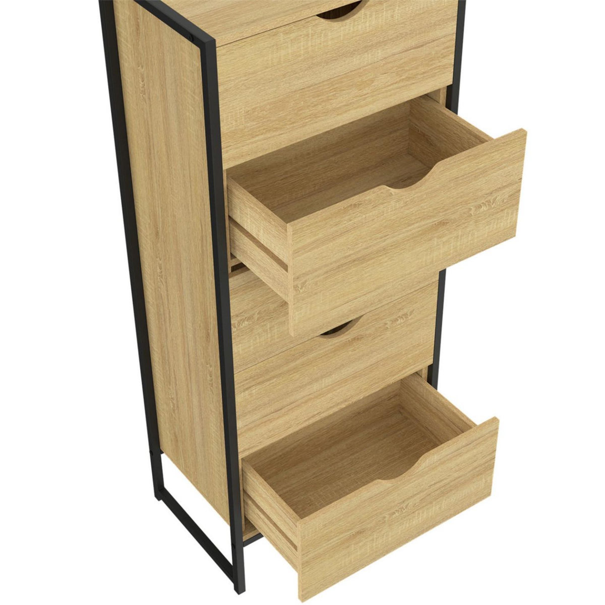 ID MARKET Chiffonnier 5 tiroirs DETROIT 45 cm commode semainier design industriel