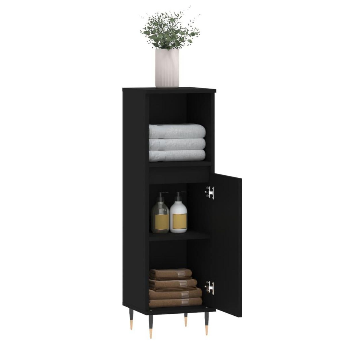 VIDAXL Armoire de salle de bain noir 30x30x100 cm bois d'ingenierie