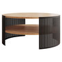 Voir la diapositive 1 : BEST MOBILIER Cruz - table basse ronde - aspect chêne naturel et noir - 1 niche - 75 cm
