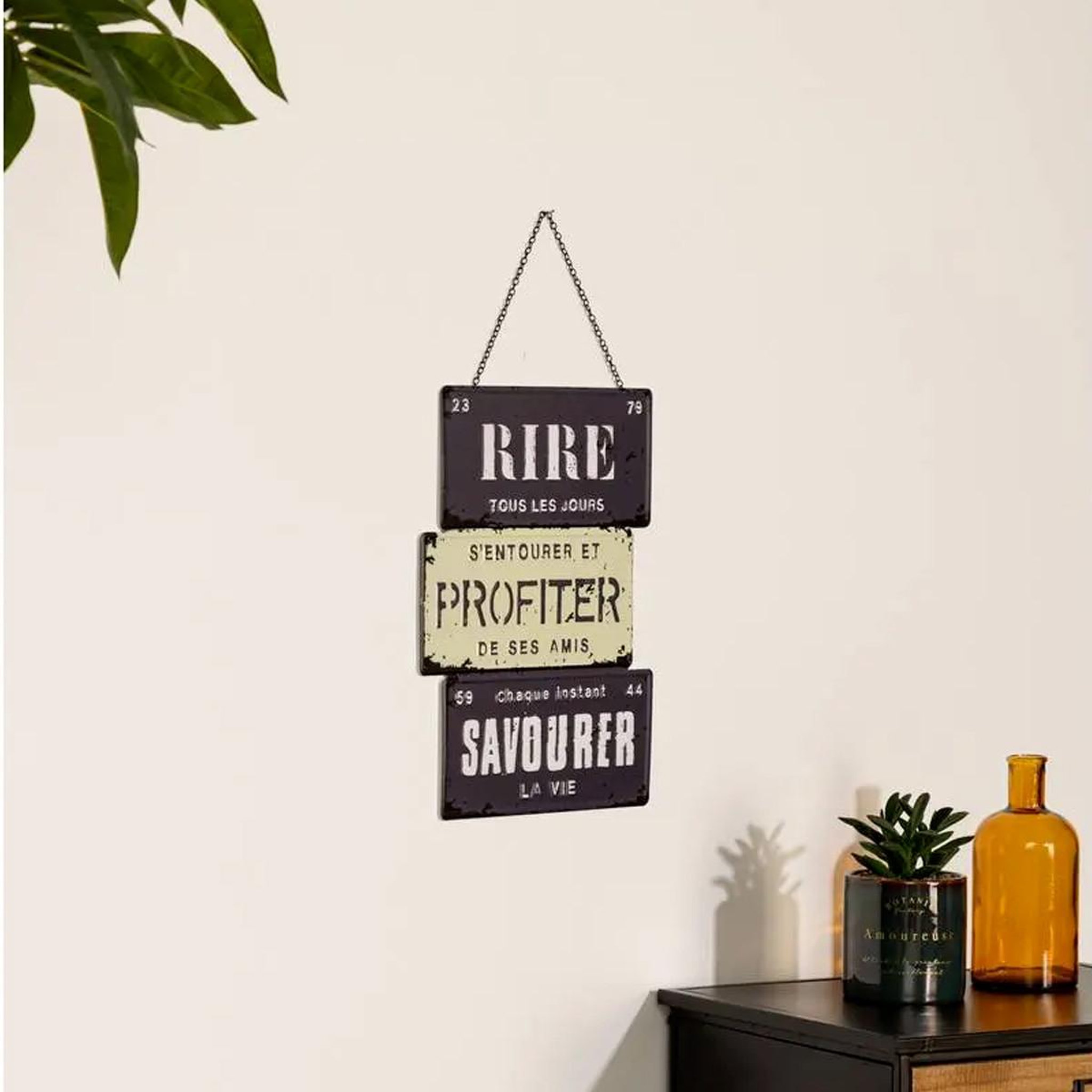 Voir la diapositive 2 : ATMOSPHERA Décoration murale  vintage loft  34cm noir & blanc