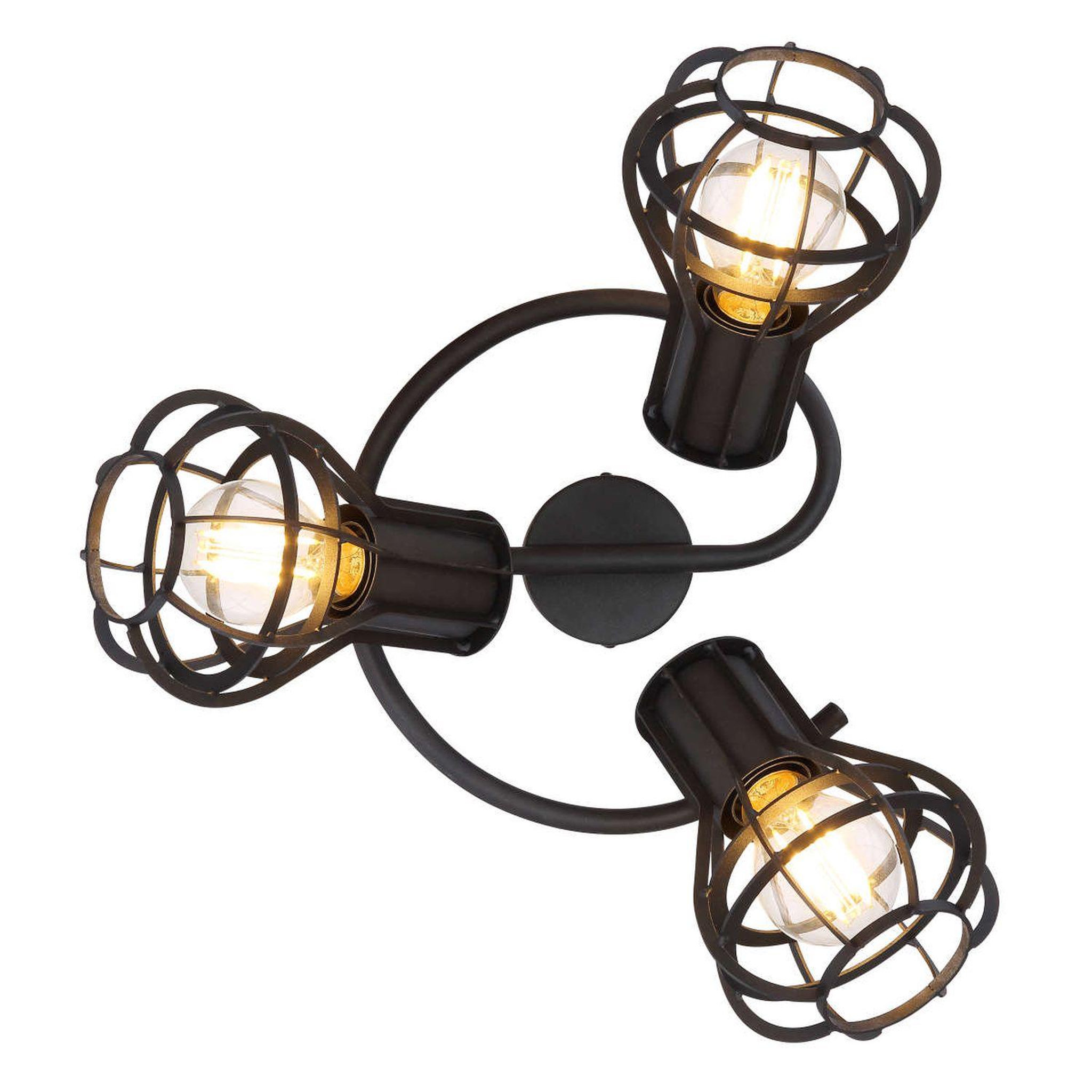 Voir la diapositive 2 : GLOBO Spot plafonnier rond design industriel clastra - noir