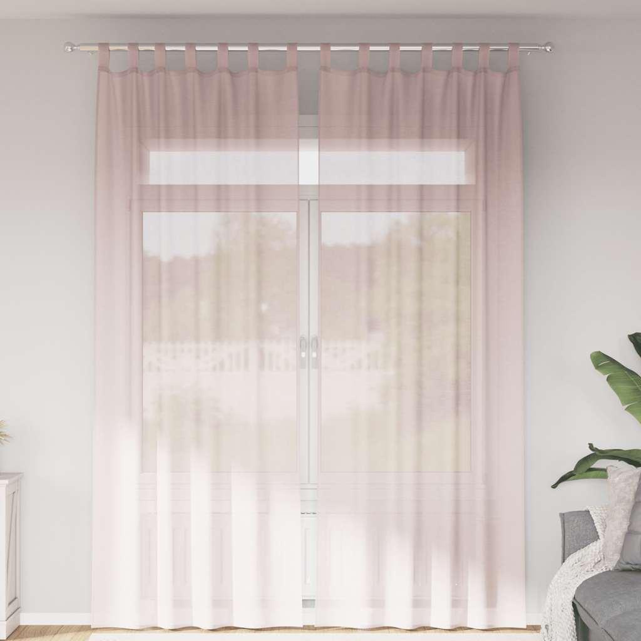 VIDAXL Rideaux en voile avec passe-tringles 2 pcs rose clair