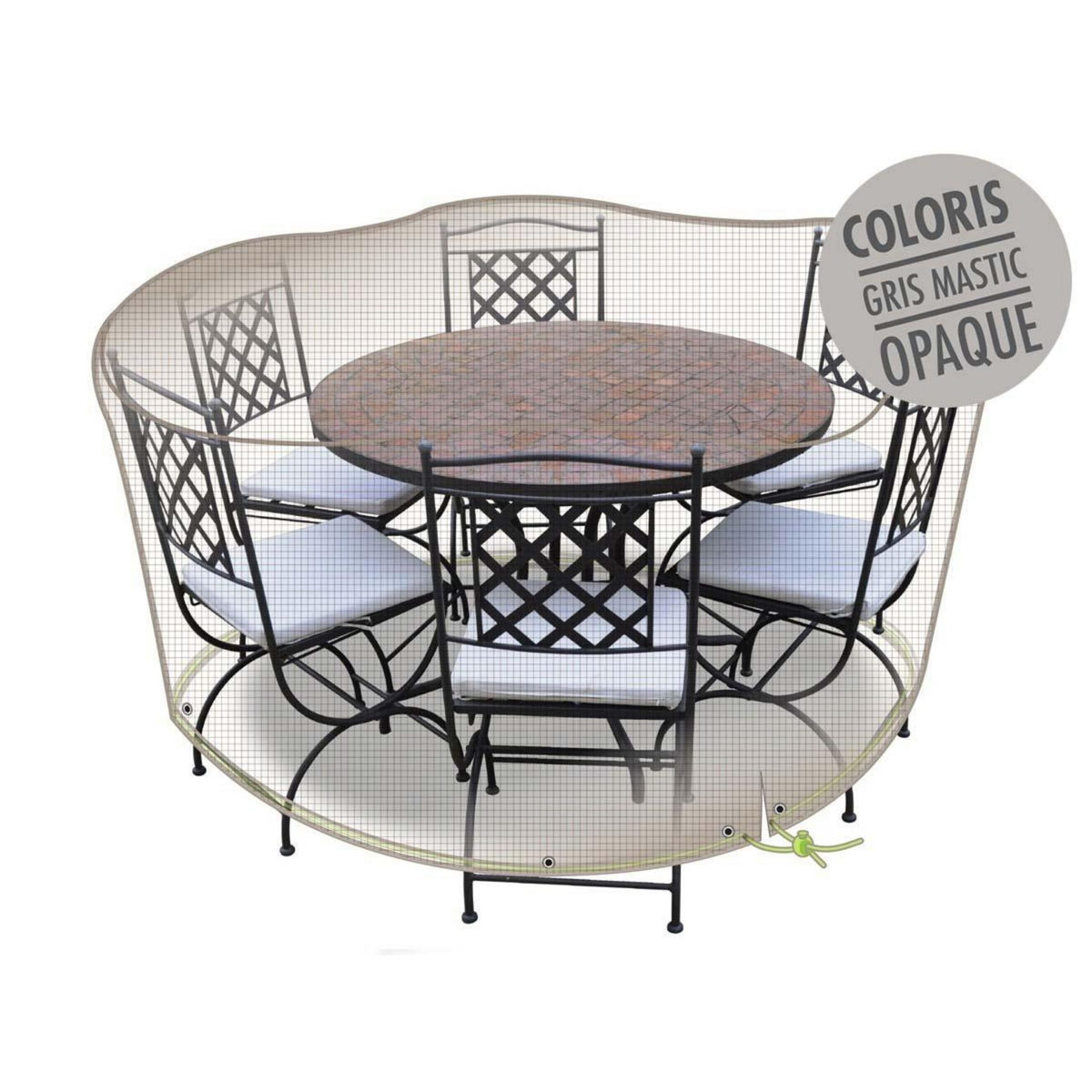 Jardiline Housse de protection Cover One pour table ronde + 6 chaises - Ø 160 cm - Jardiline