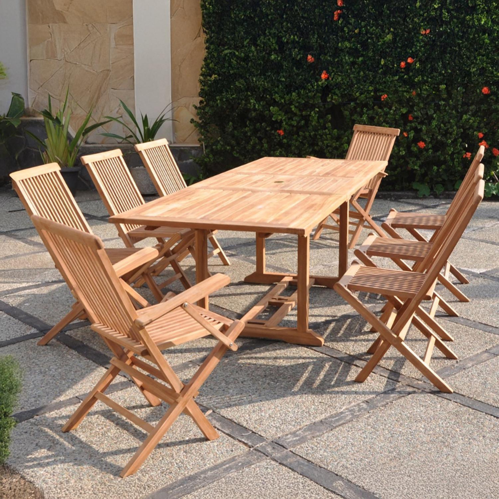 Voir la diapositive 3 : CONCEPT USINE Salon de jardin teck 10 places table rectangulaire 6 chaises 2 fauteuils kajang