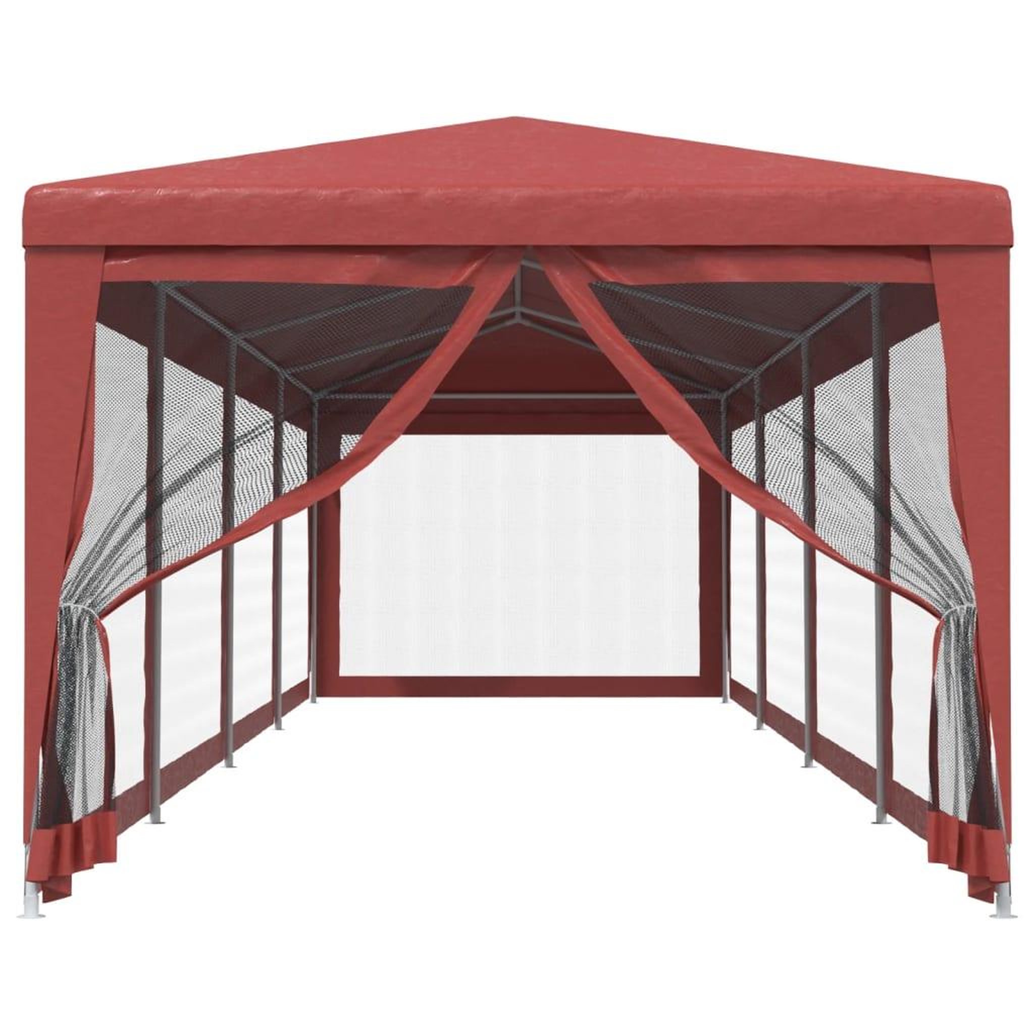 Voir la diapositive 3 : VIDAXL Tente de fete 10 parois laterales en maille Rouge 3x12 m PEHD