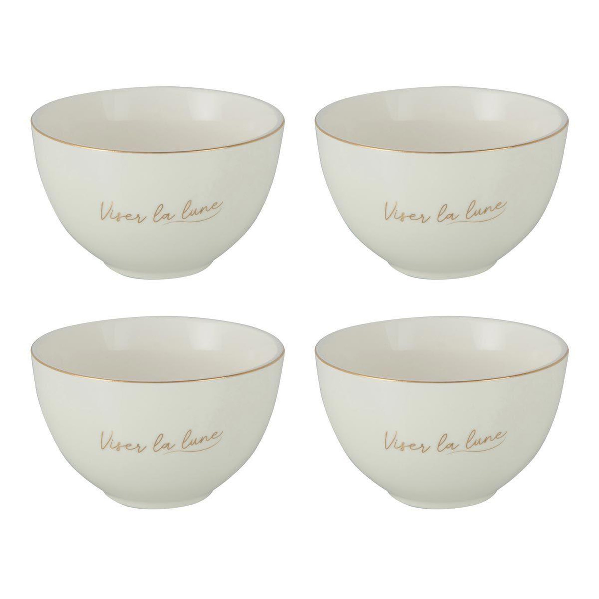 J-LINE Lot de 4 bols en porcelaine  ilene  10cm blanc