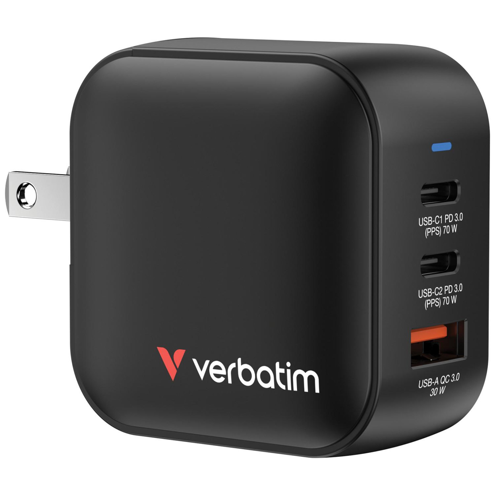 Voir la diapositive 3 : Verbatim Verbatim GaN Charger 70W Universel Noir Secteur Charge rapide Intérieure