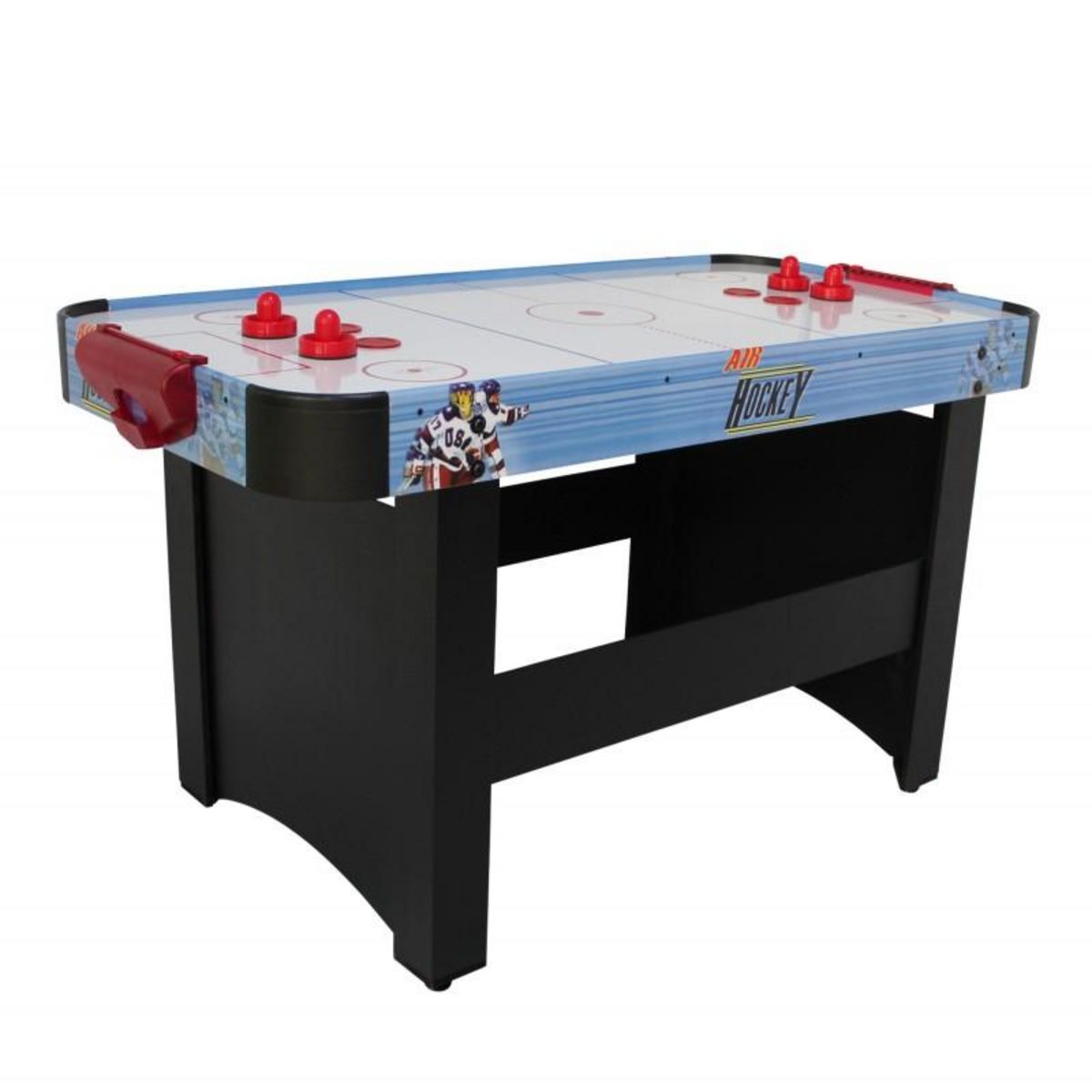 PLAY4FUN Air Hockey Teenager - Table de Air-Hockey avec système d'air pulsé 6-8W - 142 x 72 x 81 cm - Bleu/Noir