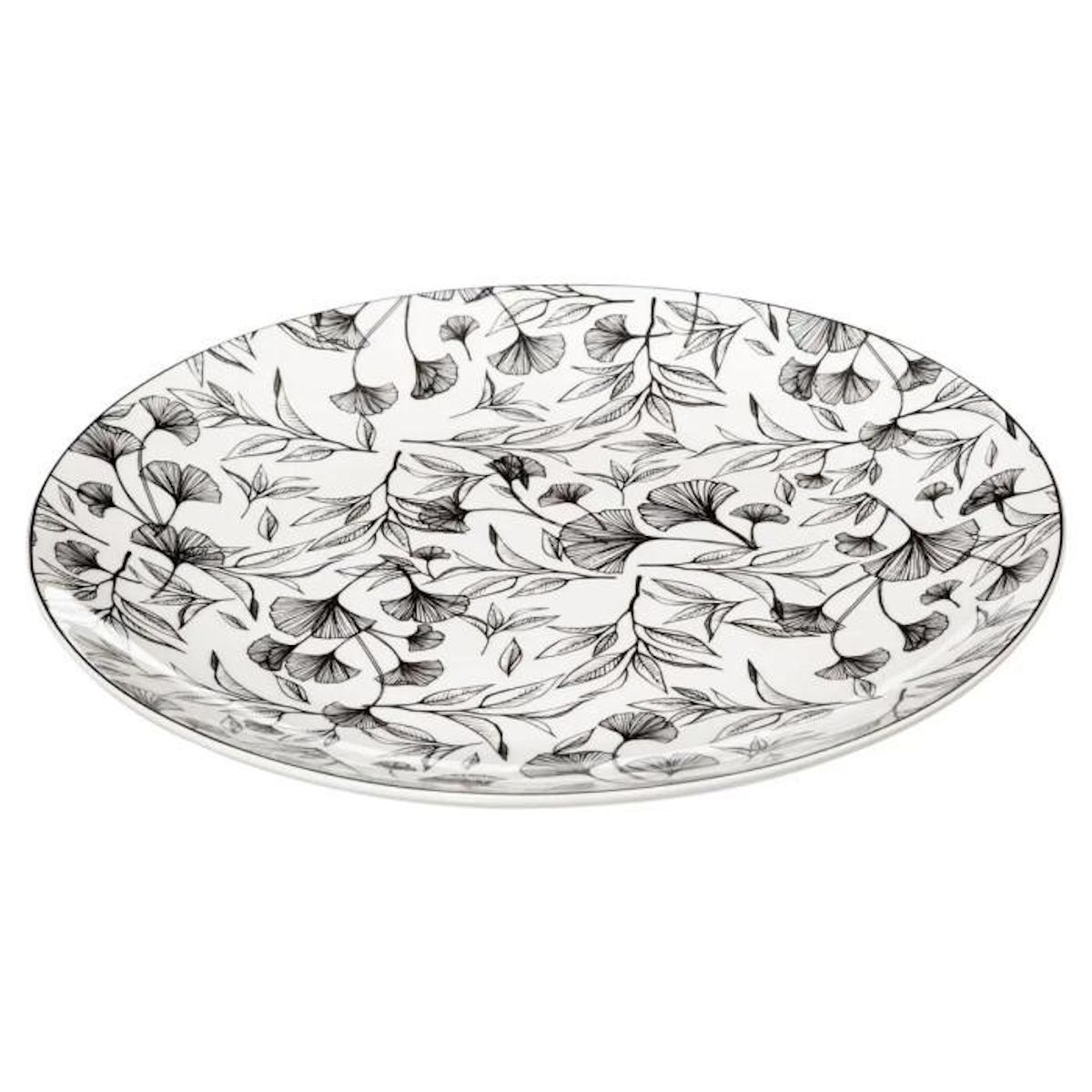 SECRET DE GOURMET Lot de 6 Assiettes Plates  Black Floral  27cm Noir