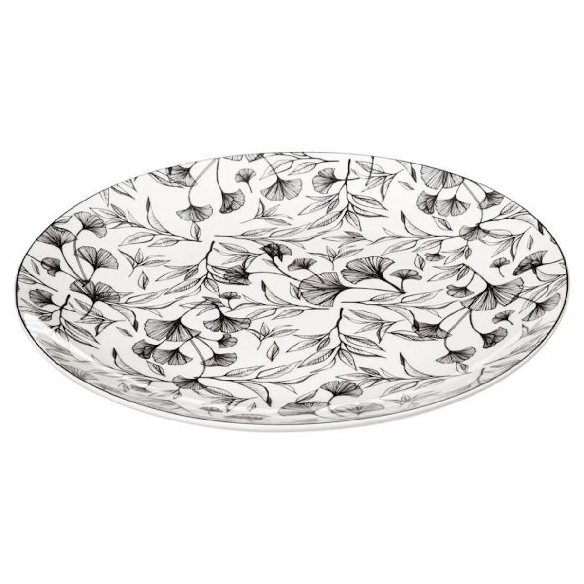 SECRET DE GOURMET Lot de 6 Assiettes Plates  Black Floral  27cm Noir