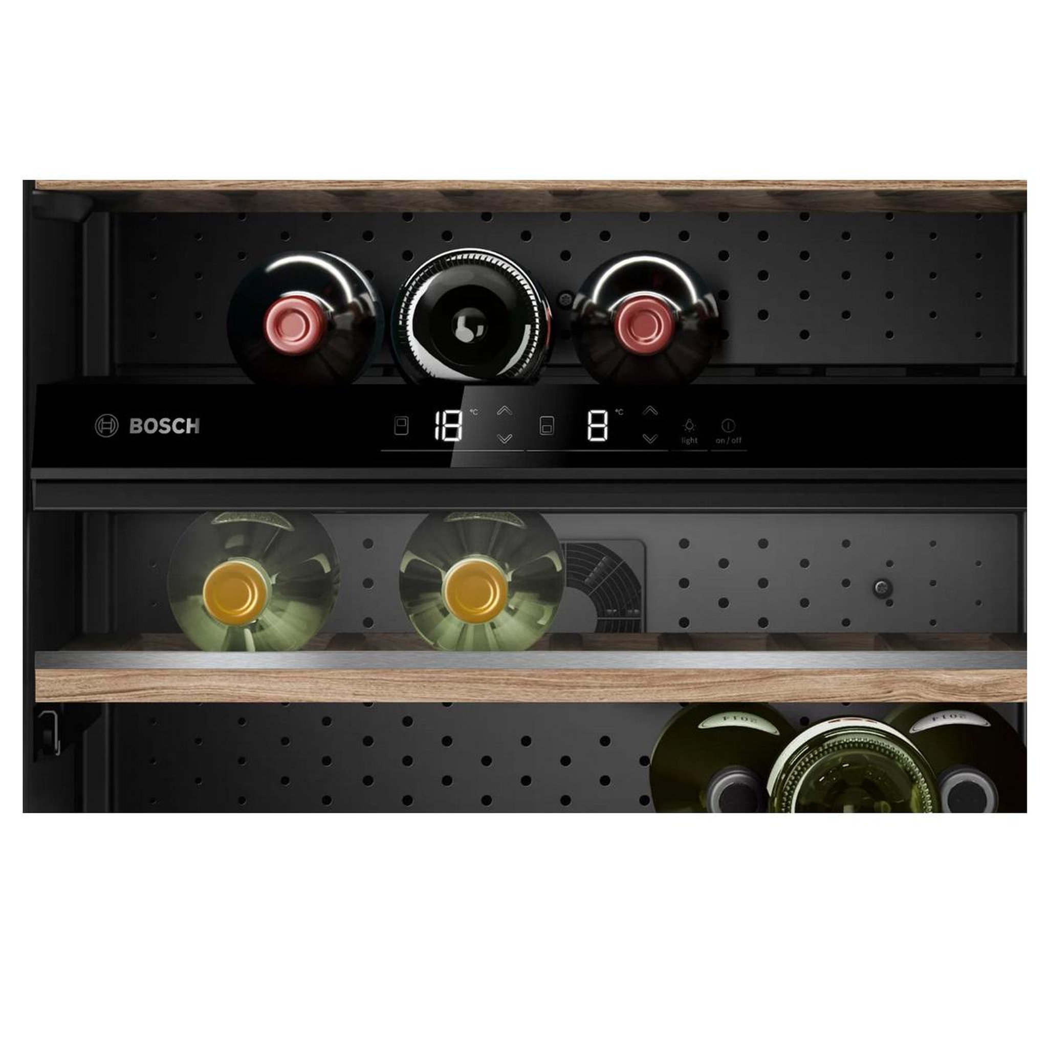 Voir la diapositive 4 : BOSCH Cave à vin 44 bouteilles double zone noir - KWK16ABGB