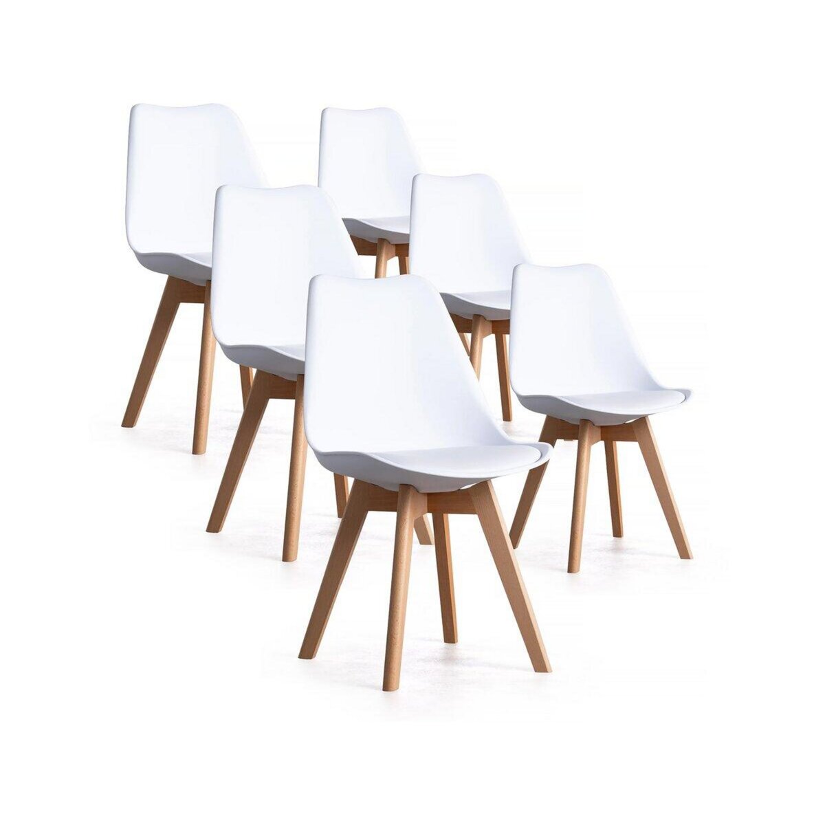 Habitat et Jardin Lot de 6 chaises scandinaves  BJORN -  48 x 43 x 80 cm - Blanc