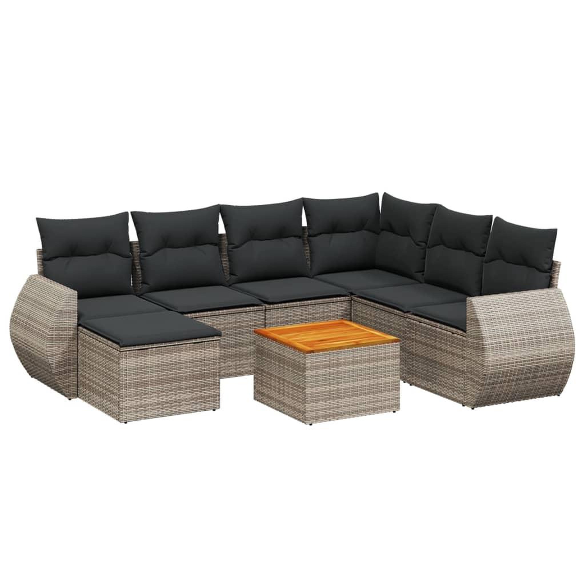 Voir la diapositive 2 : VIDAXL Salon de jardin 8 pcs avec coussins gris resine tressee