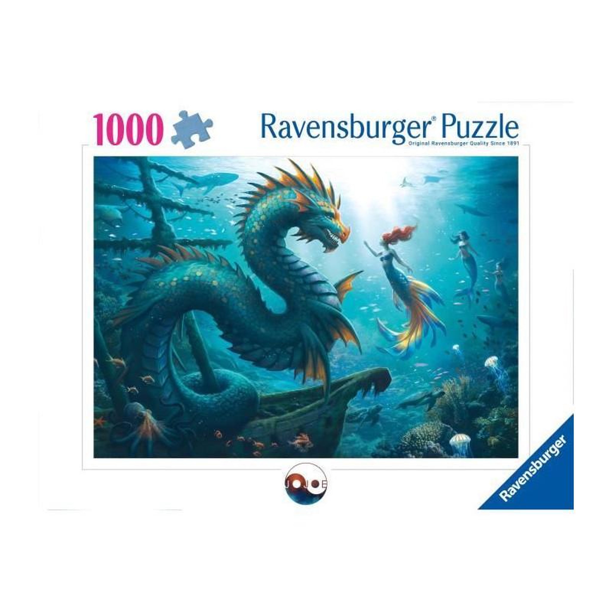 Voir la diapositive 2 : RAVENSBURGER Puzzle 1000 pièces Dragon, Sirène et Tortues des Profondeurs – Ravensburger – Dès 14 ans – Adulte – Monstre