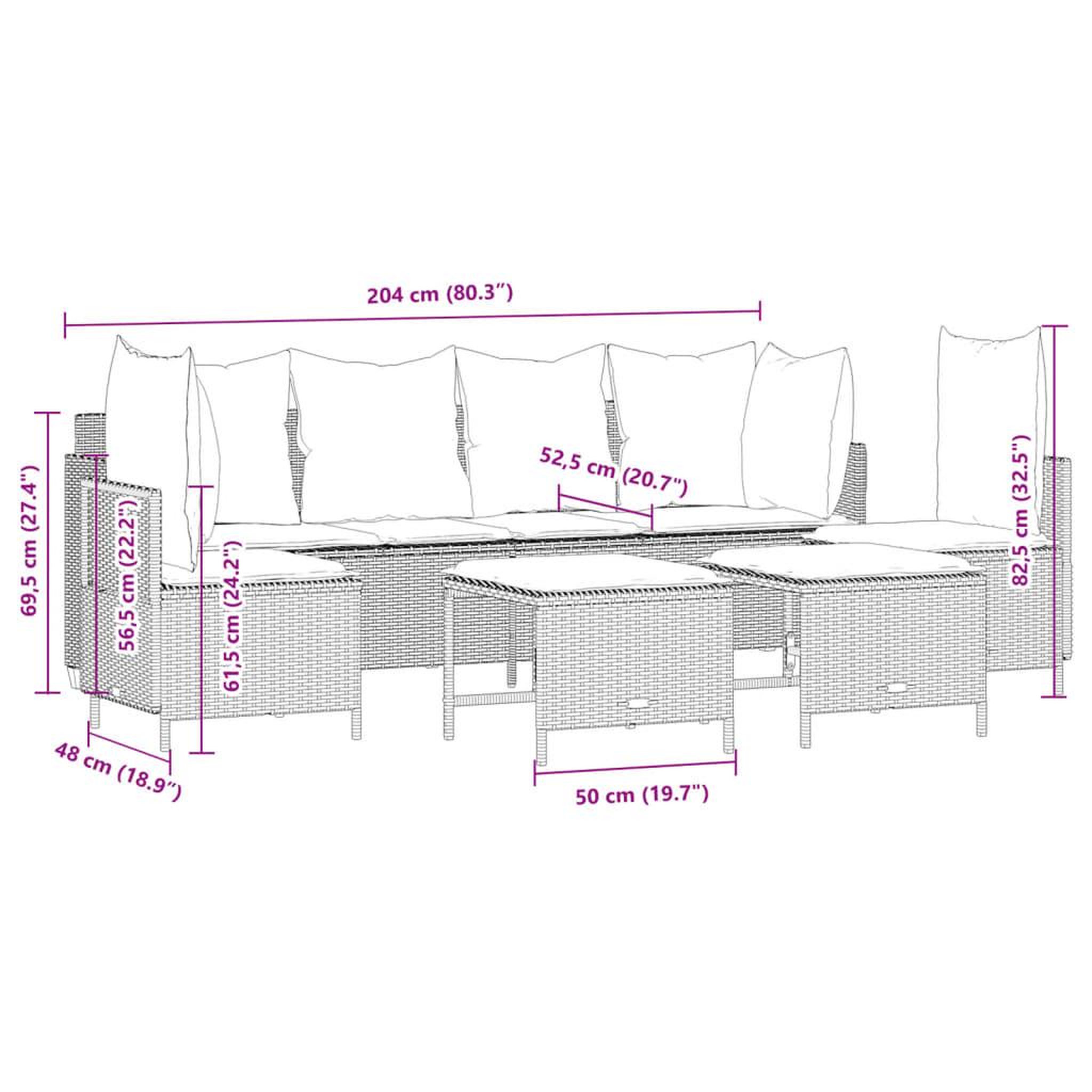 Voir la diapositive 6 : VIDAXL Salon de jardin 5 pcs avec coussins gris resine tressee