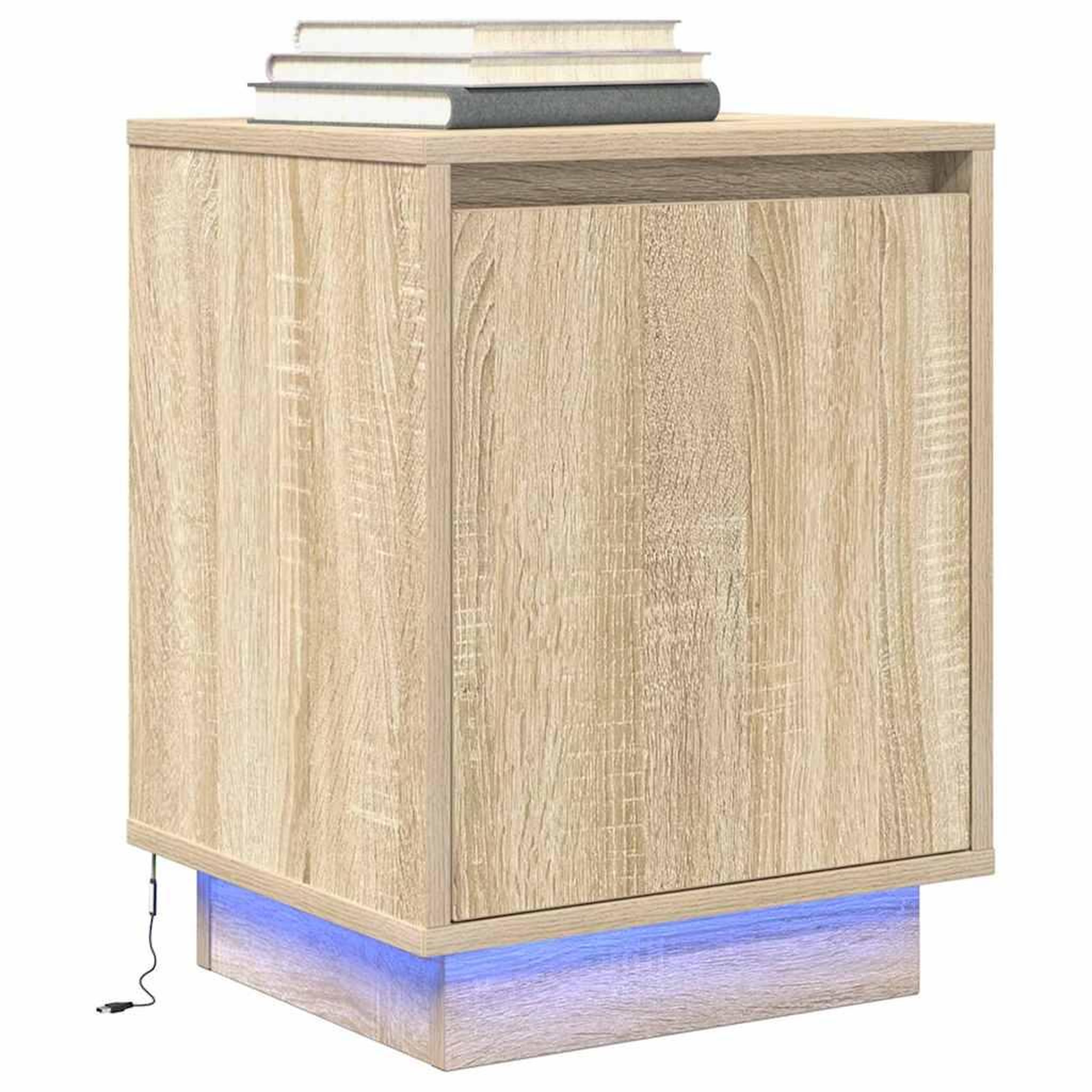 VIDAXL Table de chevet avec lumieres LED chene sonoma 38x34x50 cm