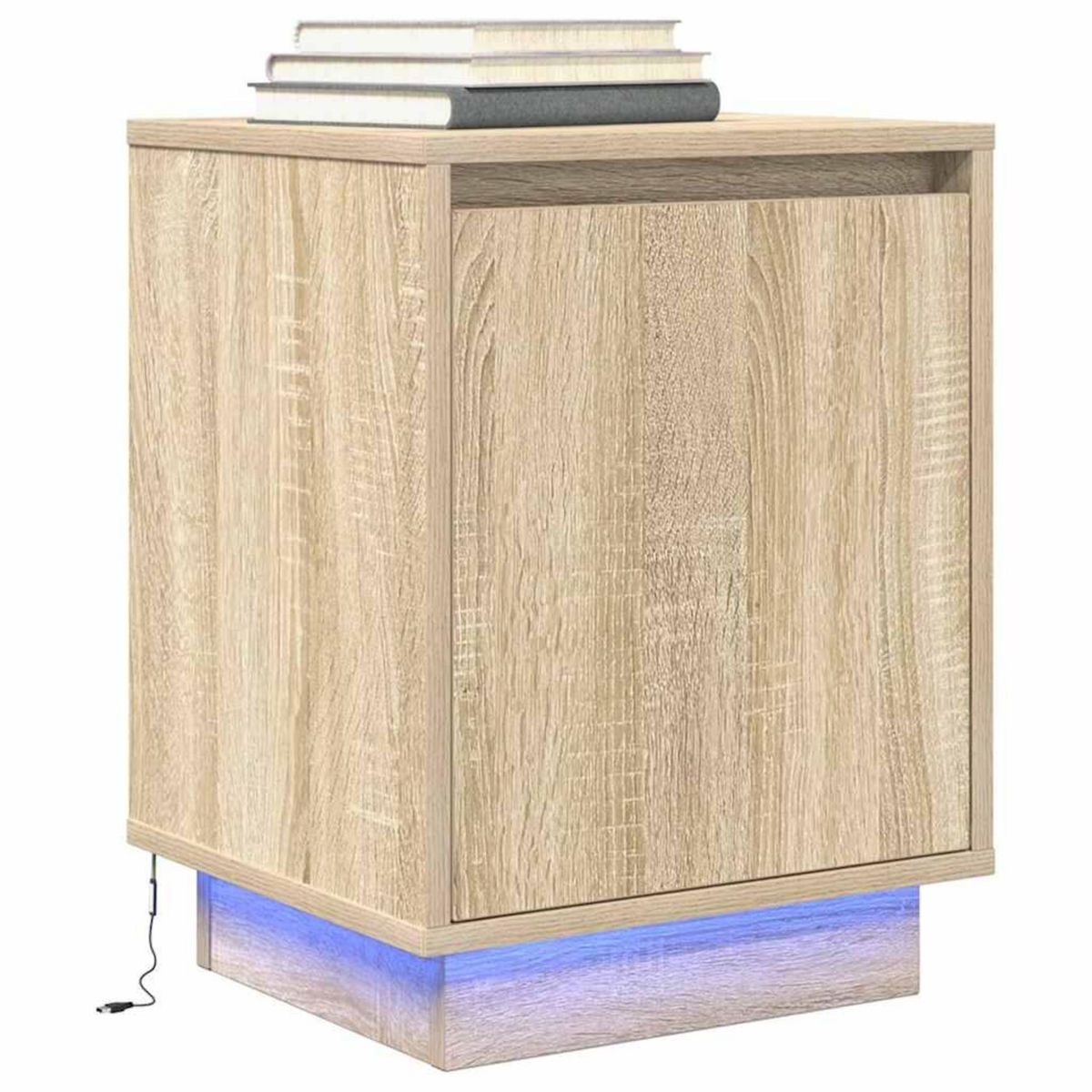 VIDAXL Table de chevet avec lumieres LED chene sonoma 38x34x50 cm
