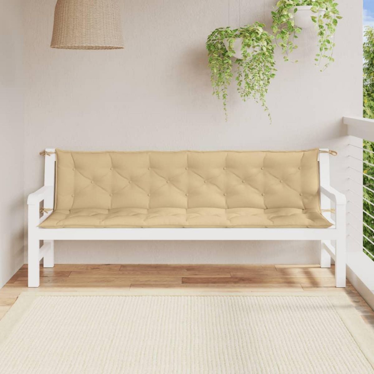 VIDAXL Coussins de banc de jardin lot de 2 beige melange tissu