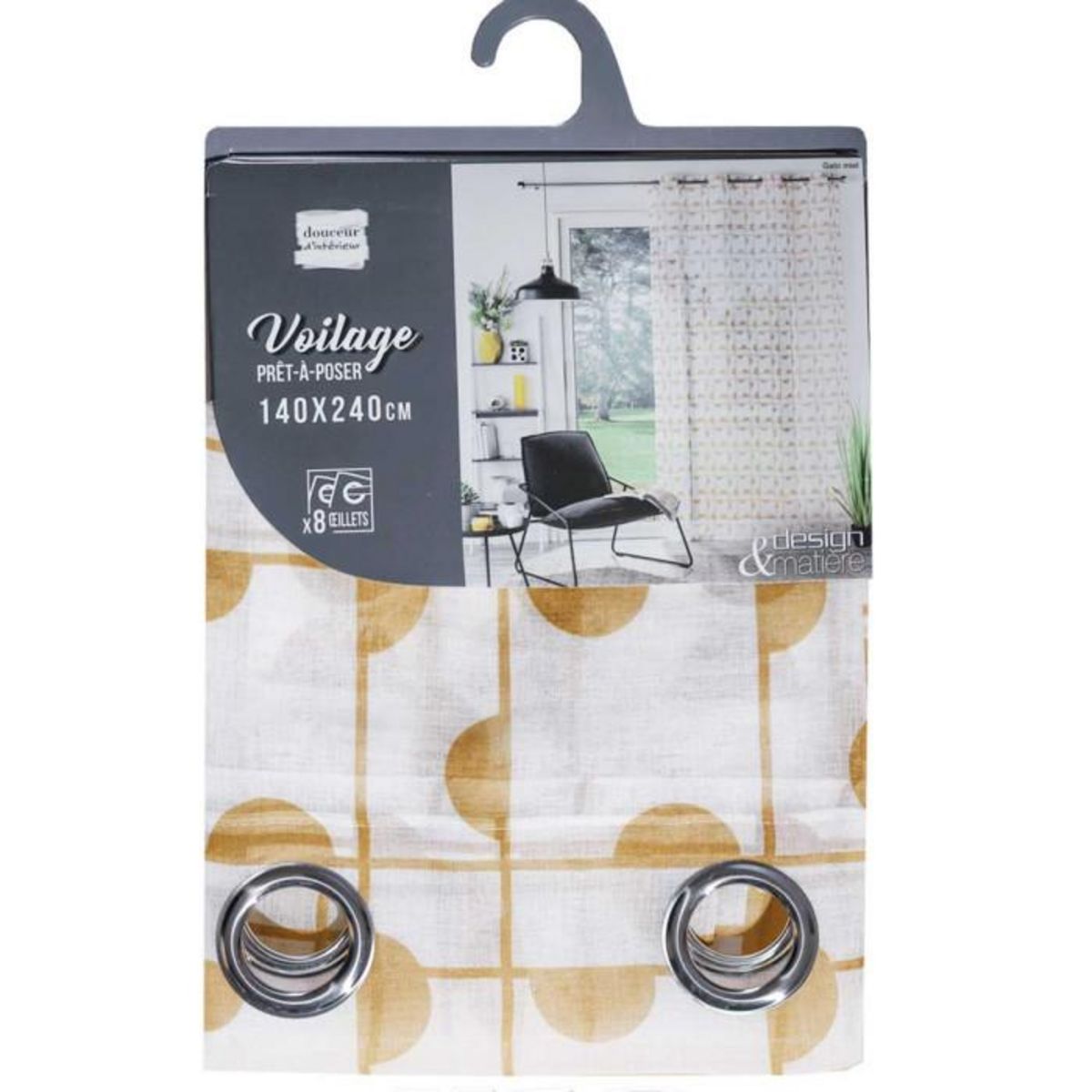 Paris Prix Rideau Voilage à Œillets  Gabi  140x240cm Miel