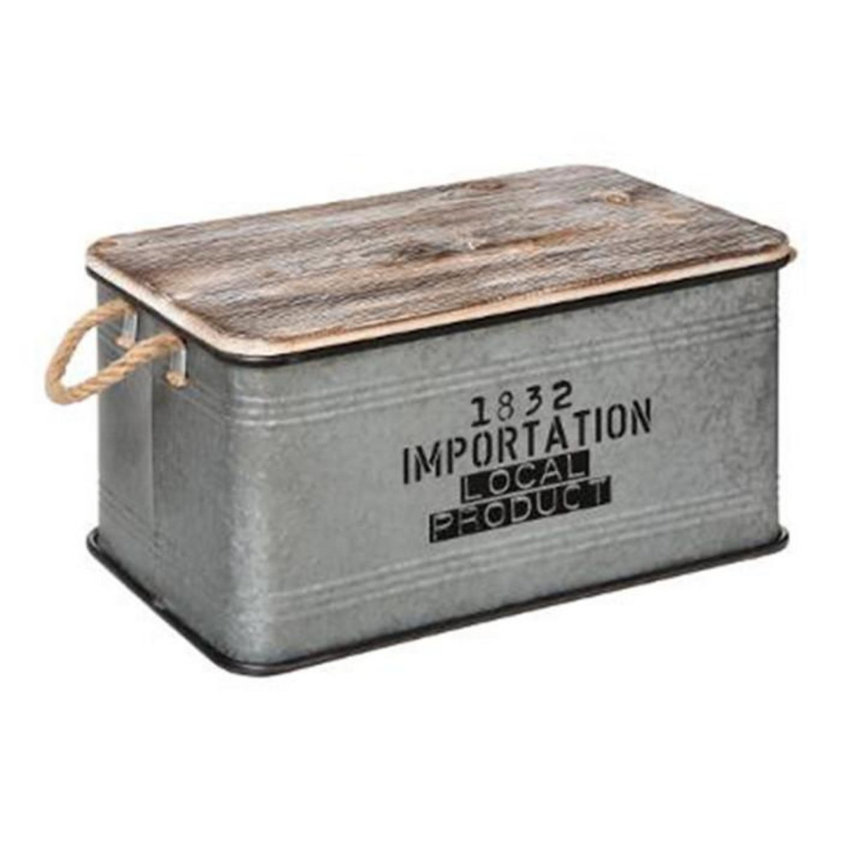 ATMOSPHERA Lot de 3 Malles Déco Vintage  Zinc  60cm Gris