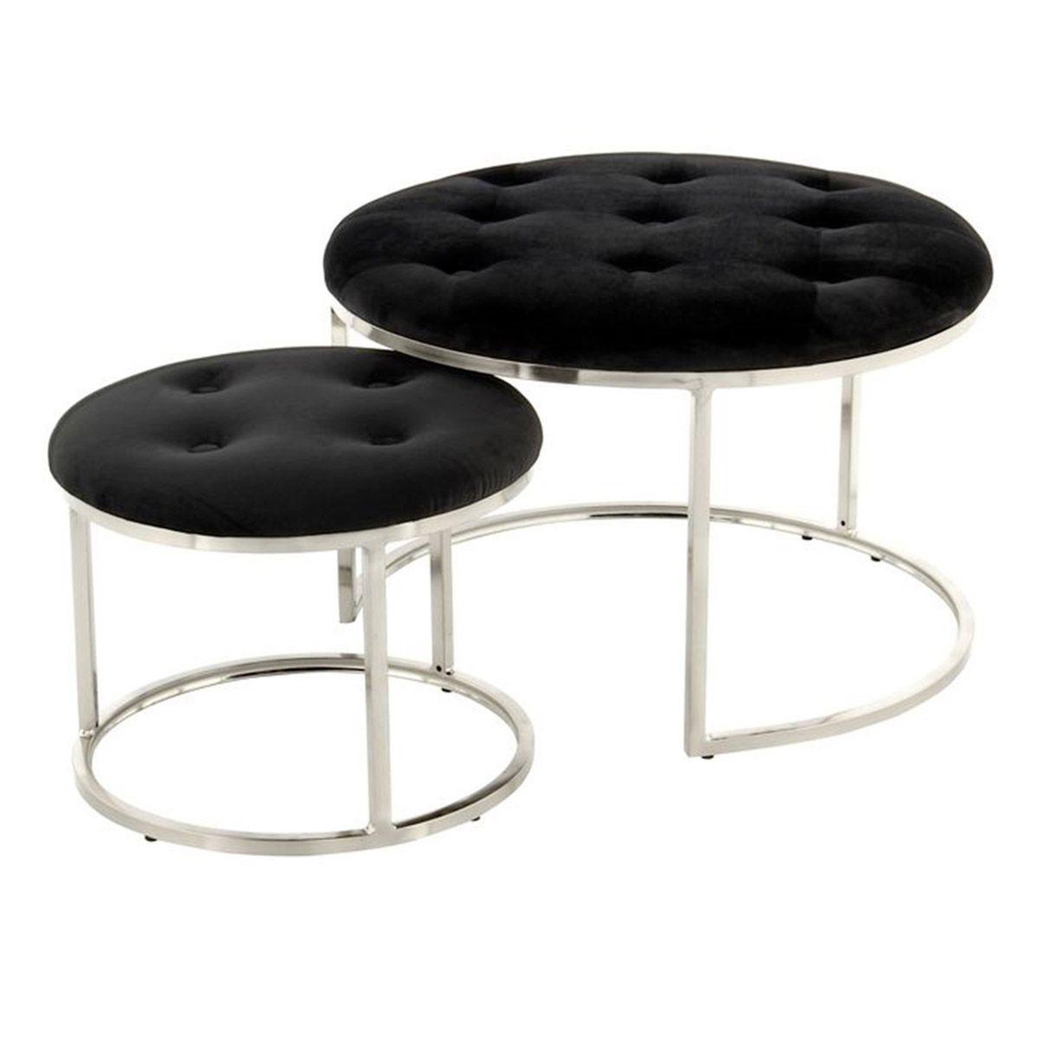 Paris Prix Lot de 2 tabourets  becky  60cm noir & argent