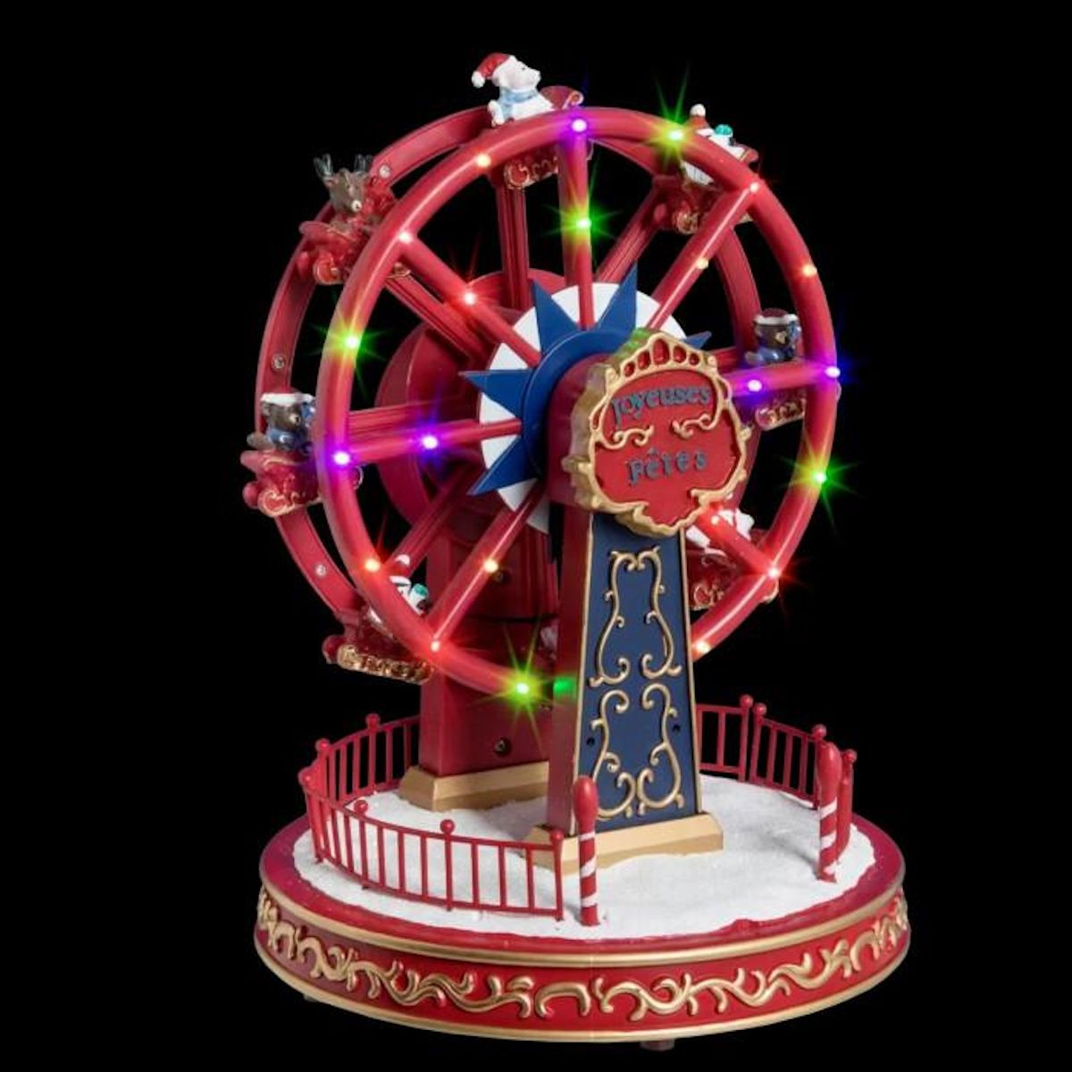 FEERIC LIGHT & CHRISTMAS Village de Noël Roue  Fête Foraine  26cm Rouge