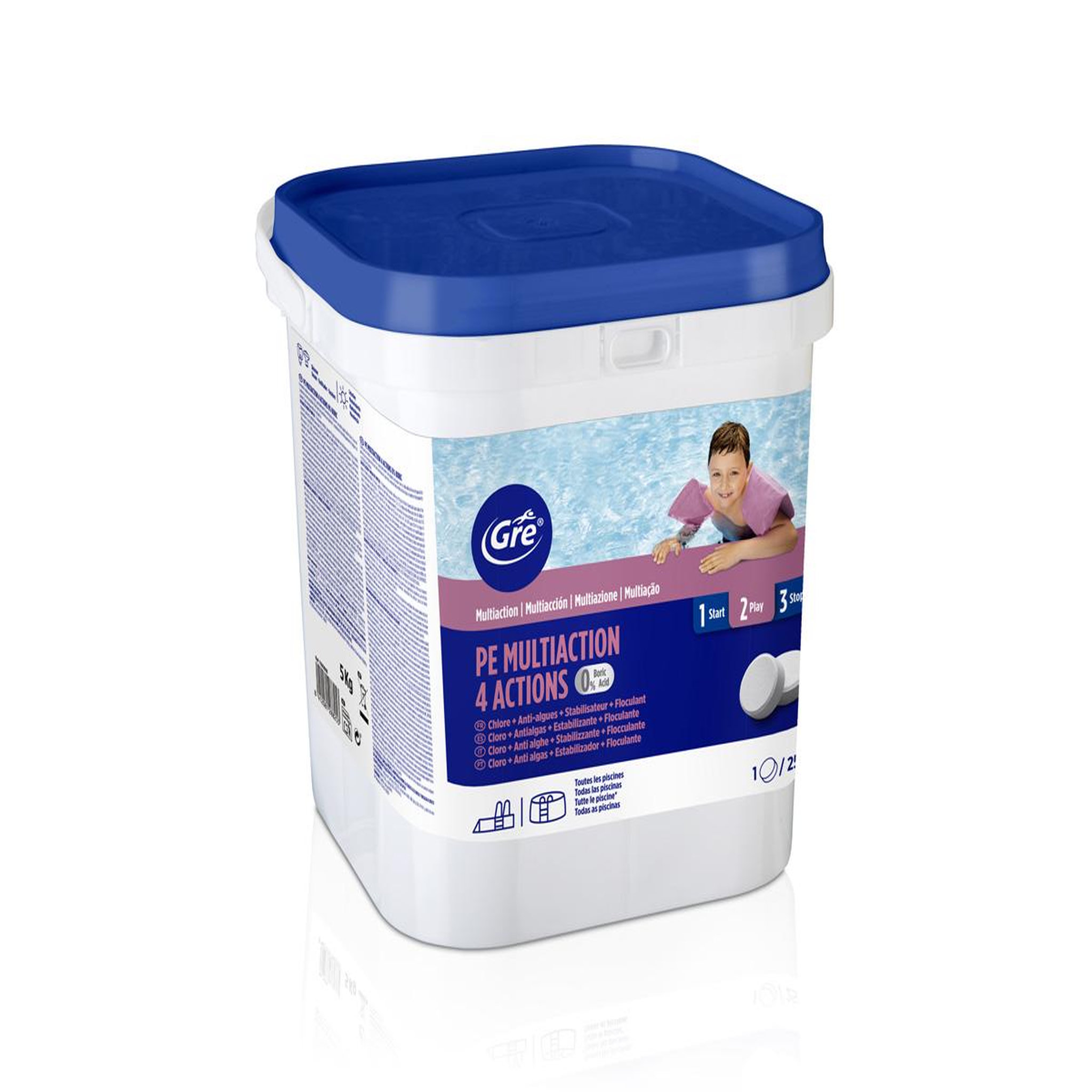 GRE Chlore 4 actions sans acide borique 5 kg - gré