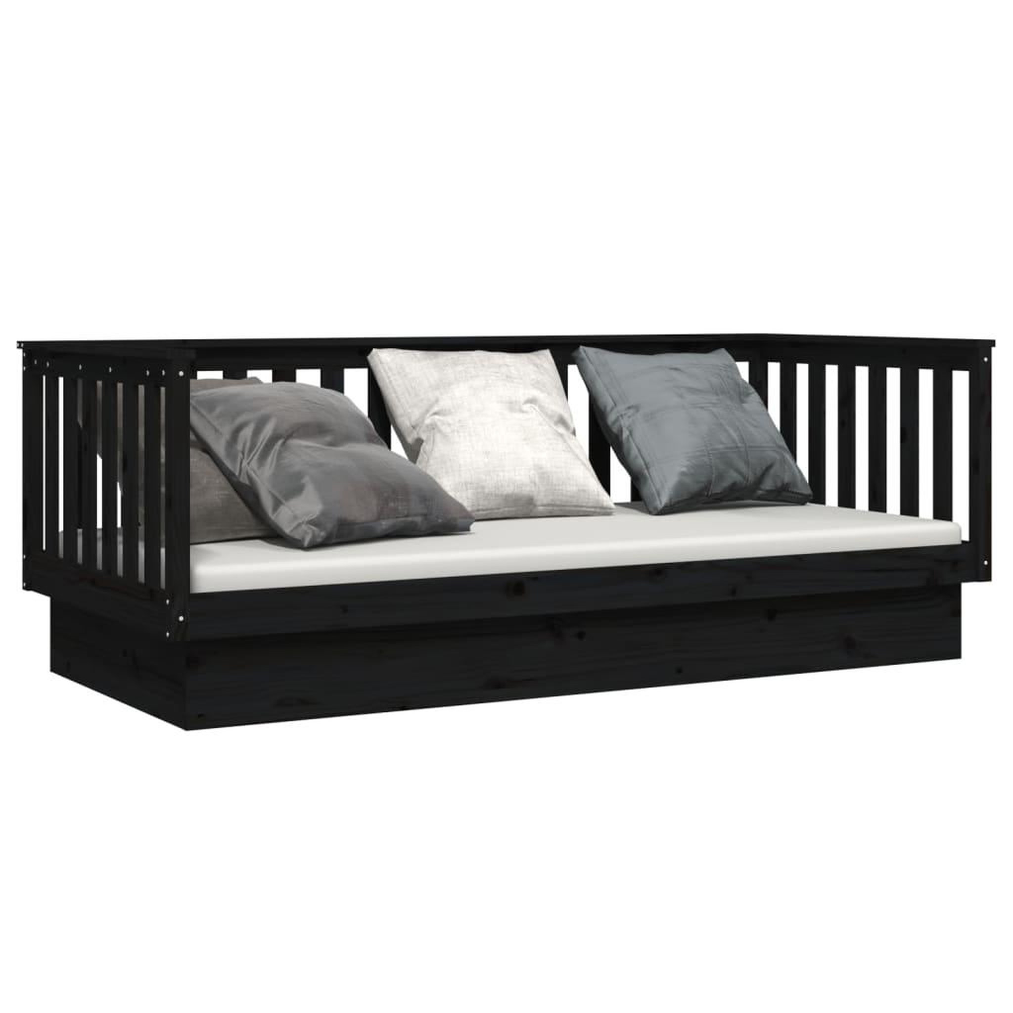 Voir la diapositive 3 : VIDAXL Lit de jour sans matelas noir 80x200 cm bois de pin massif