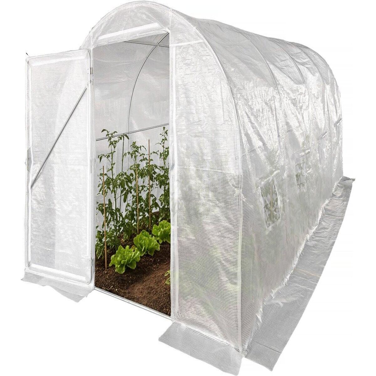 Habitat et Jardin Serre tunelle de jardin avec porte 4,5 x 2 m  Mimosa  - 9 m² - 180g - Blanc