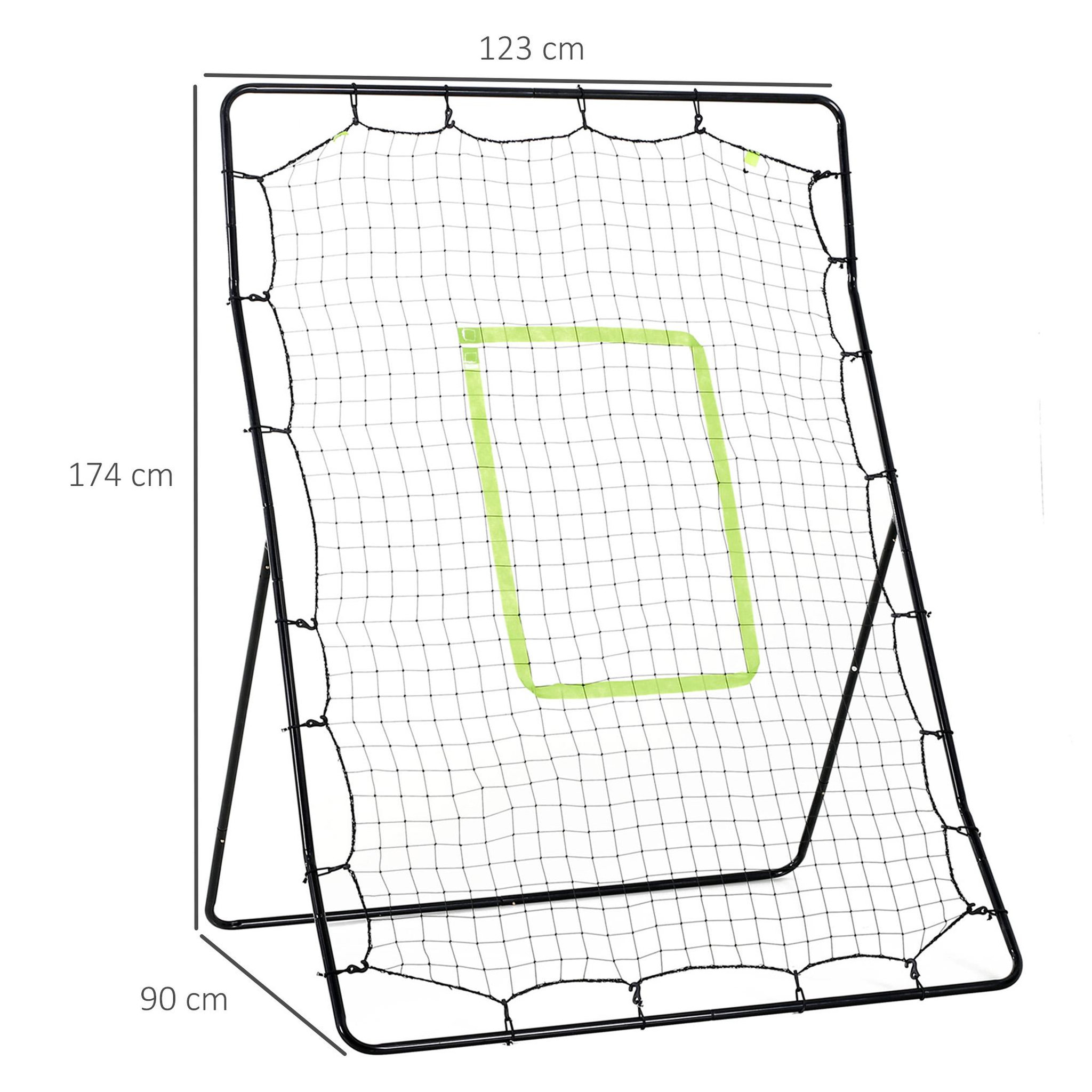 Voir la diapositive 3 : HOMCOM Filet de rebond de football 123l x 90l x 174h cm cible et sardines de fixation fournies noir vert