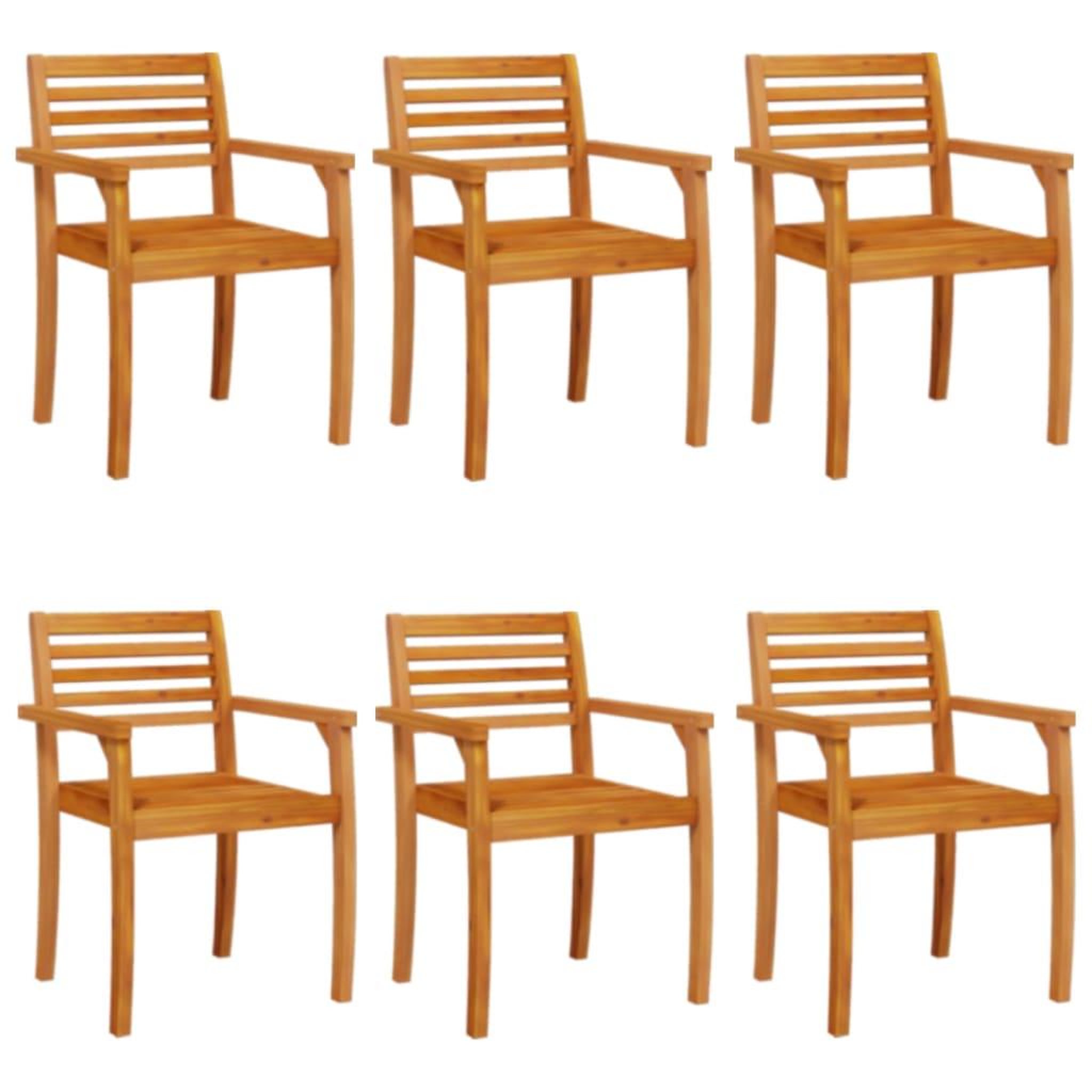 Voir la diapositive 2 : VIDAXL Chaises de jardin lot de 6 59x55x85 bois massif d'acacia