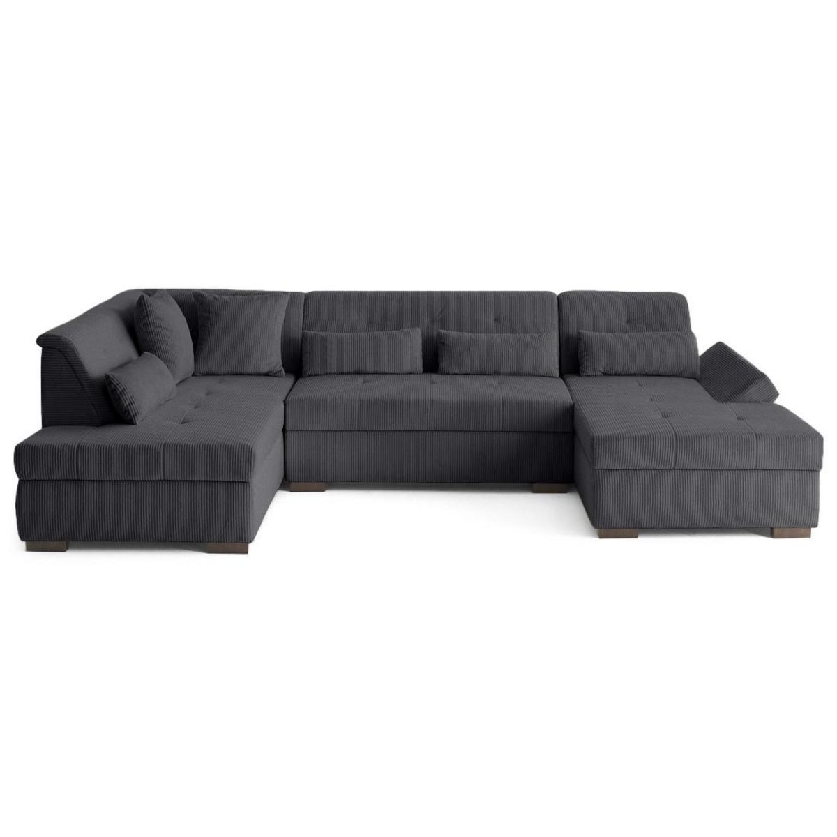 LISA DESIGN Vermont s - canapé panoramique d'angle gauche 7 places en velours côtelé