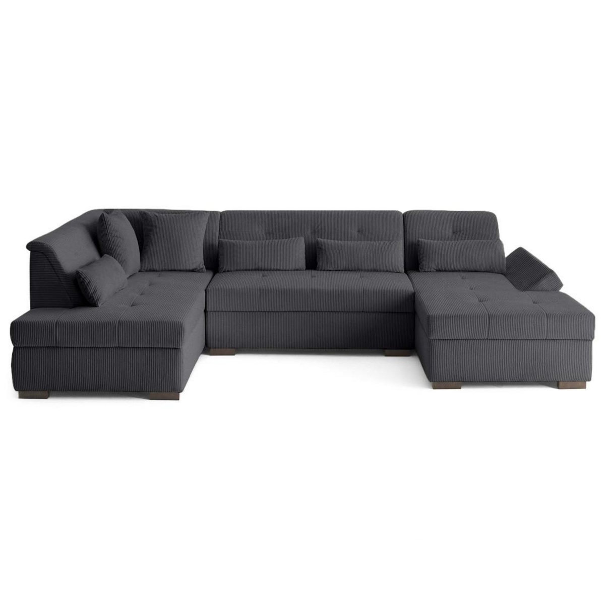 LISA DESIGN Vermont s - canapé panoramique d'angle gauche 7 places en velours côtelé