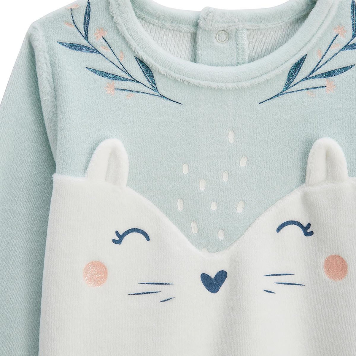Petit Béguin Pyjama enfant 2 pièces en velours à pieds retroussables Dina