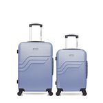 AMERICAN TRAVEL AMERICAN TRAVEL - Lot de 2 - Valise weekend et valise cabine QUEENS. Coloris disponibles : Vert, Gris, Rouge, Bleu, Noir, Rose