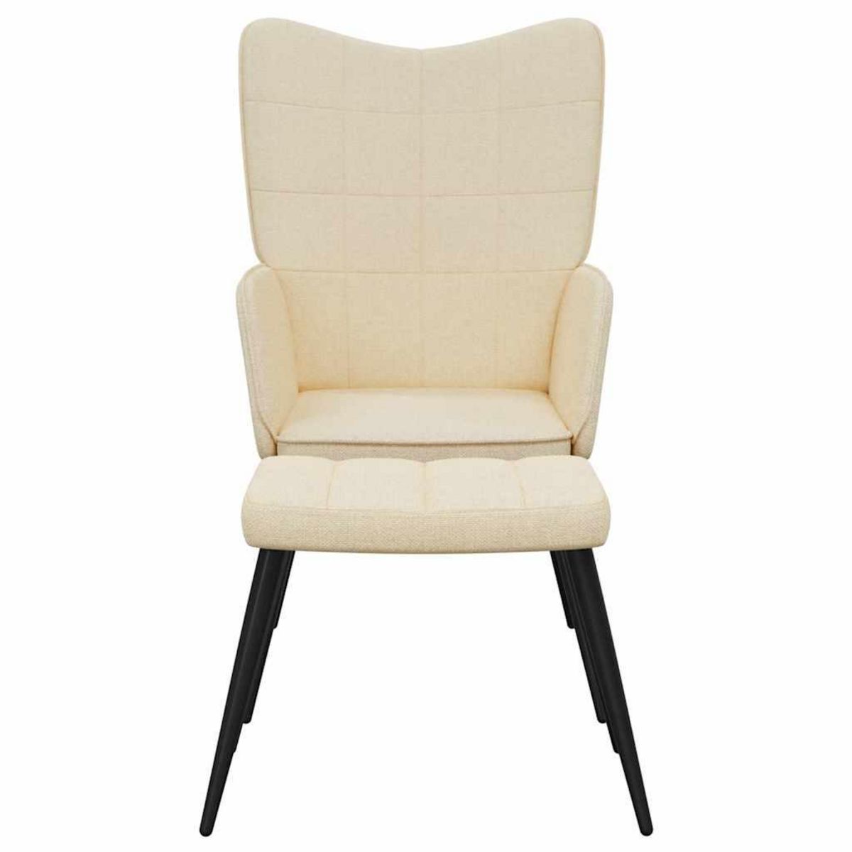 VIDAXL Chaise de relaxation avec tabouret Creme Tissu