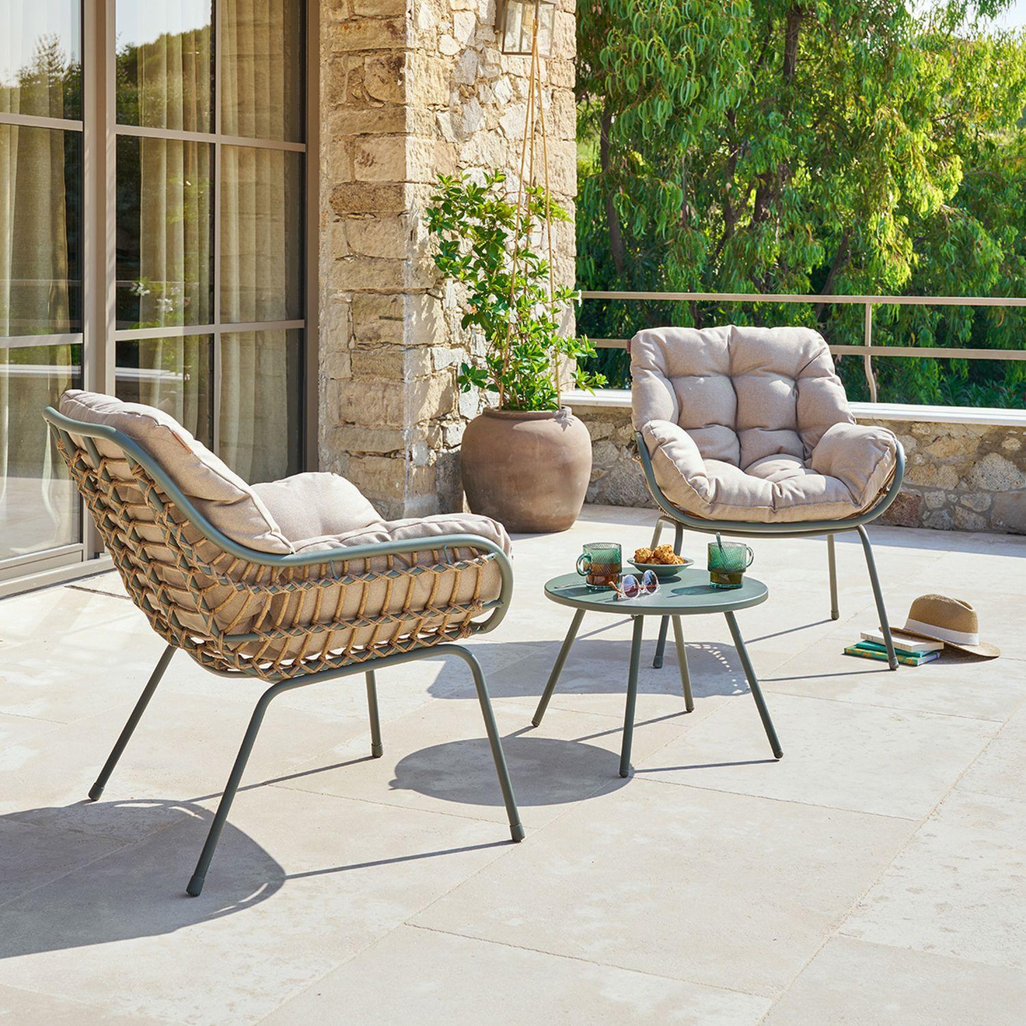 Voir la diapositive 2 : HESPERIDE Salon de jardin en aluminium 2 places paopao