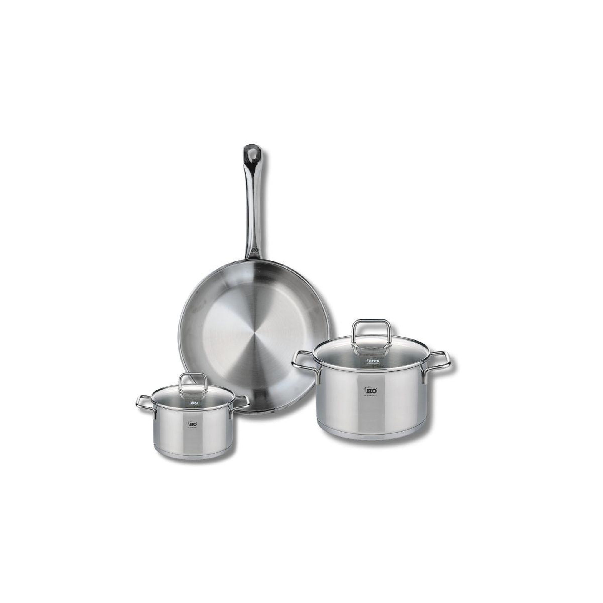 ELO Ensemble de 1 poêle de cuisson 24 cm et 2 faitouts 12 et 16 cm elo profi citrin