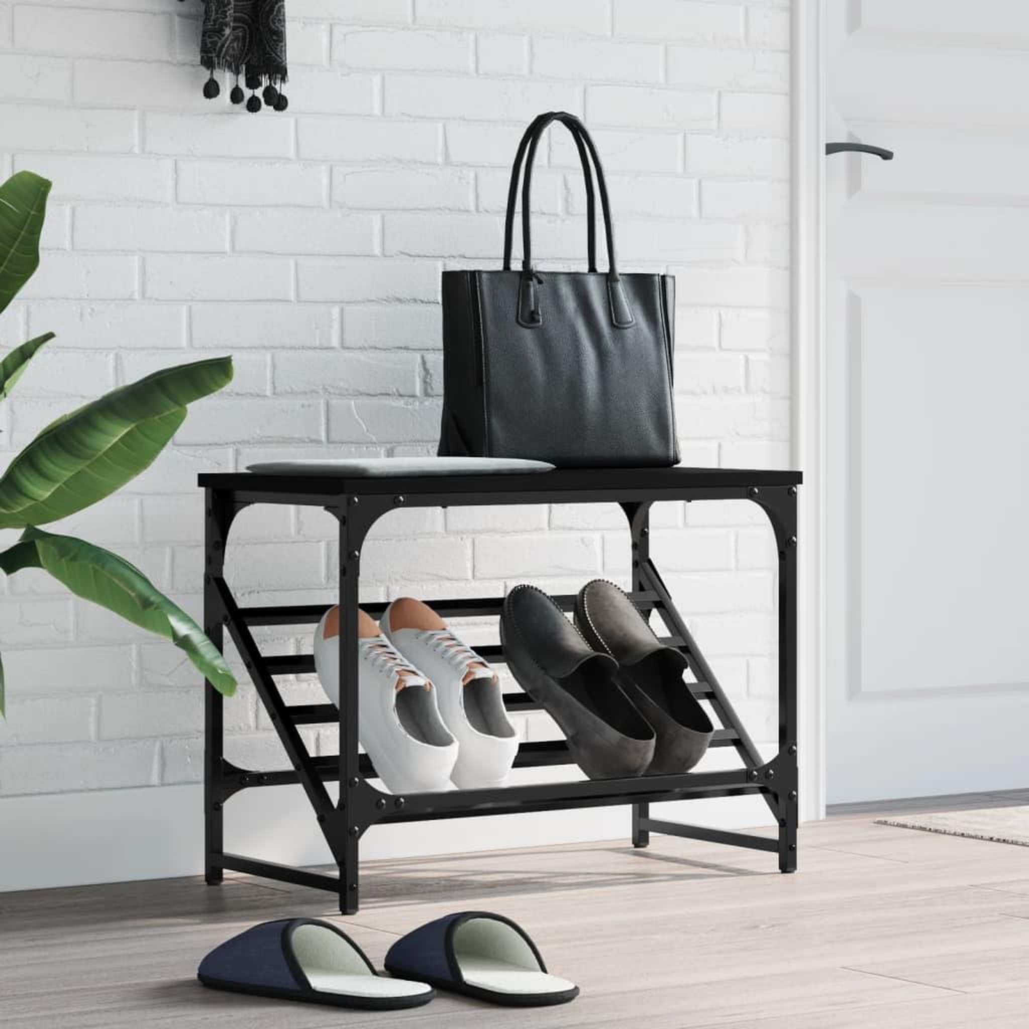 VIDAXL Etagere a chaussures noir 60x30x45 cm bois d'ingenierie