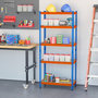 Voir la diapositive 2 : HOMCOM Rayonnage charges lourdes ou volumineuses - étagère garage - 5 tablettes réglables en hauteur - métal bleu orange MDF