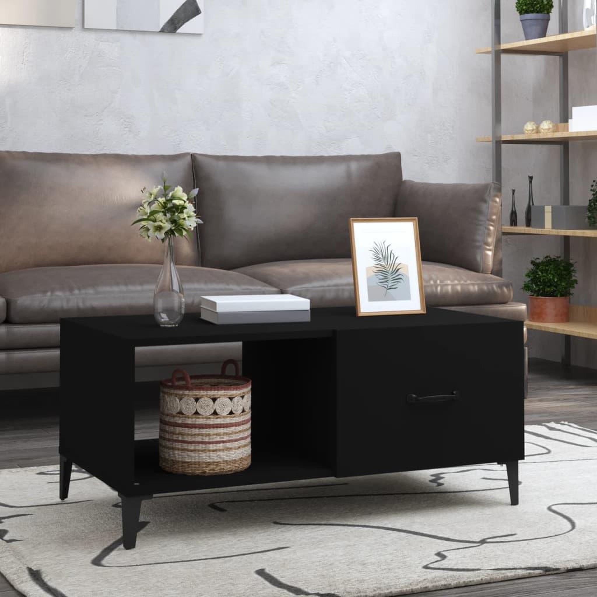 Voir la diapositive 1 : VIDAXL Table basse noir 90x50x40 cm bois d'ingenierie