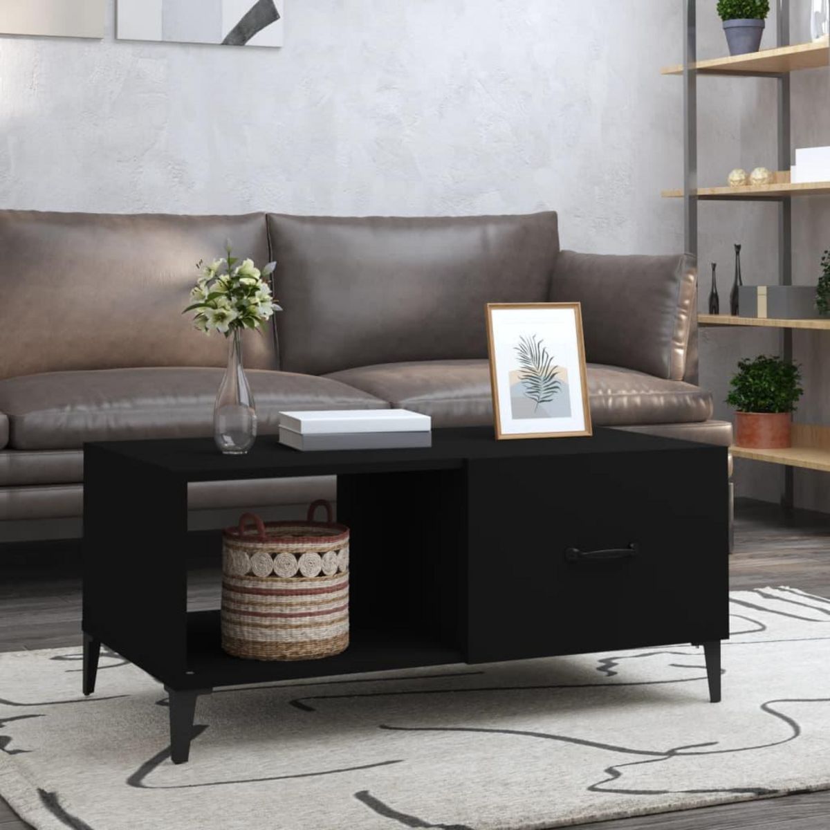 VIDAXL Table basse noir 90x50x40 cm bois d'ingenierie