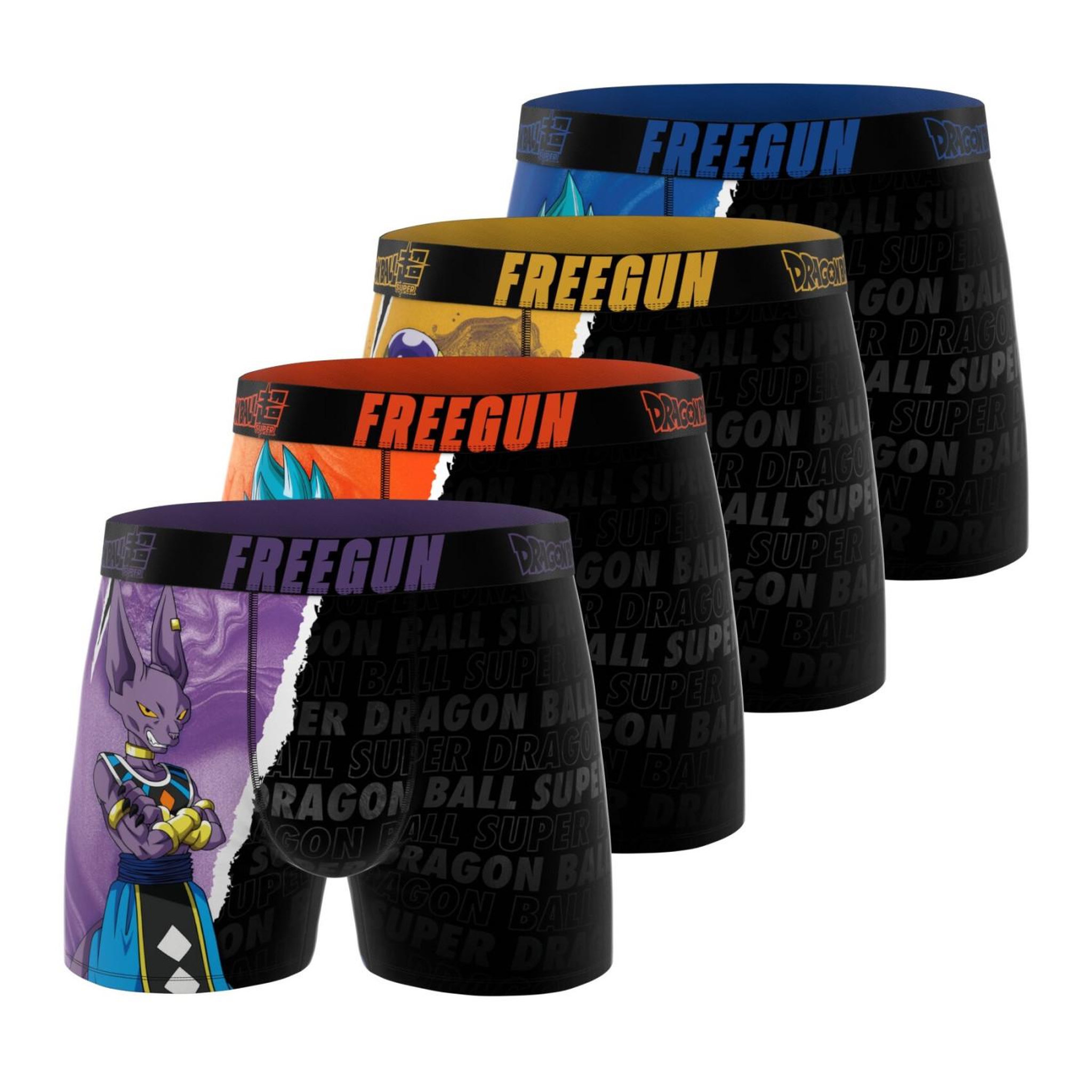 FREEGUN Lot de 4 boxers homme Dragon Ball Super. Coloris disponibles : Violet