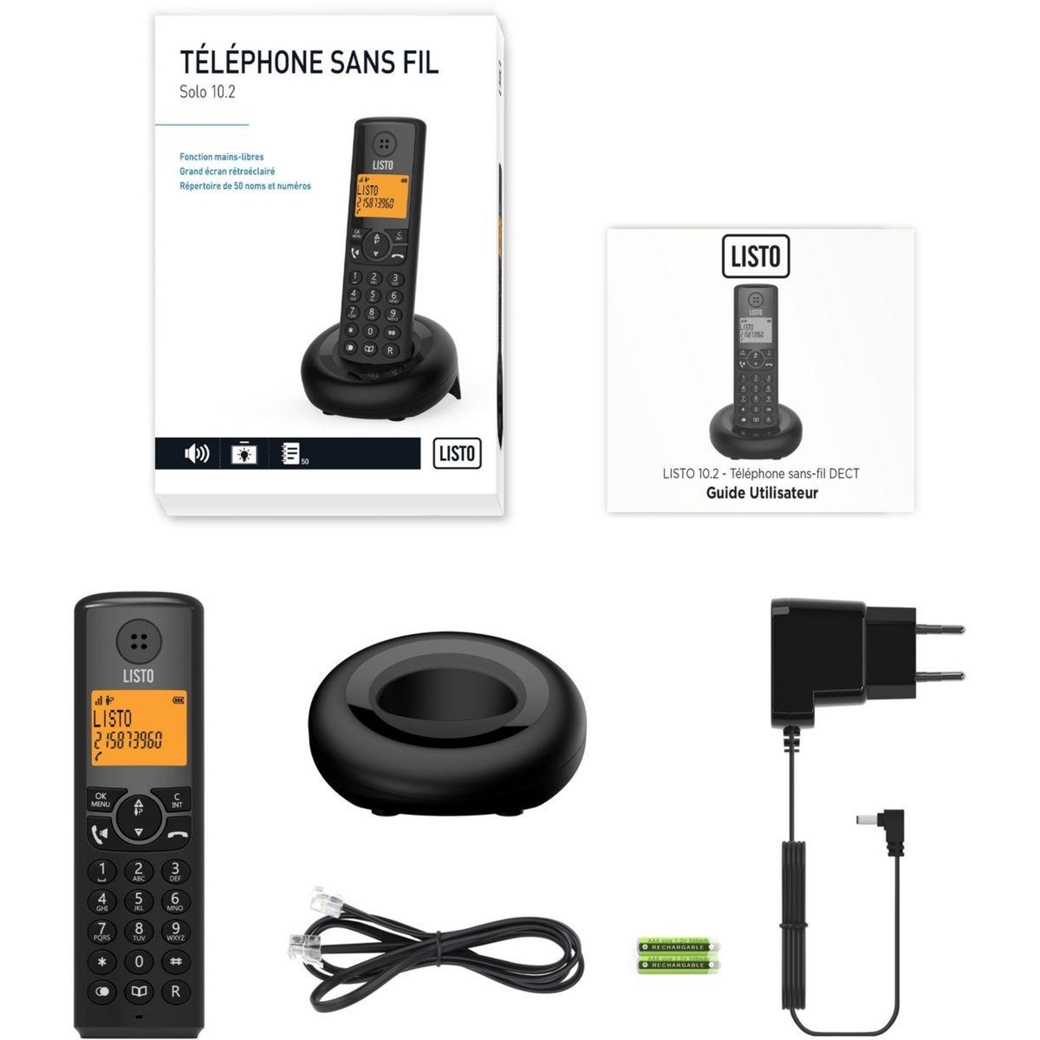 Voir la diapositive 4 : Listo Téléphone sans fil Solo 10.2