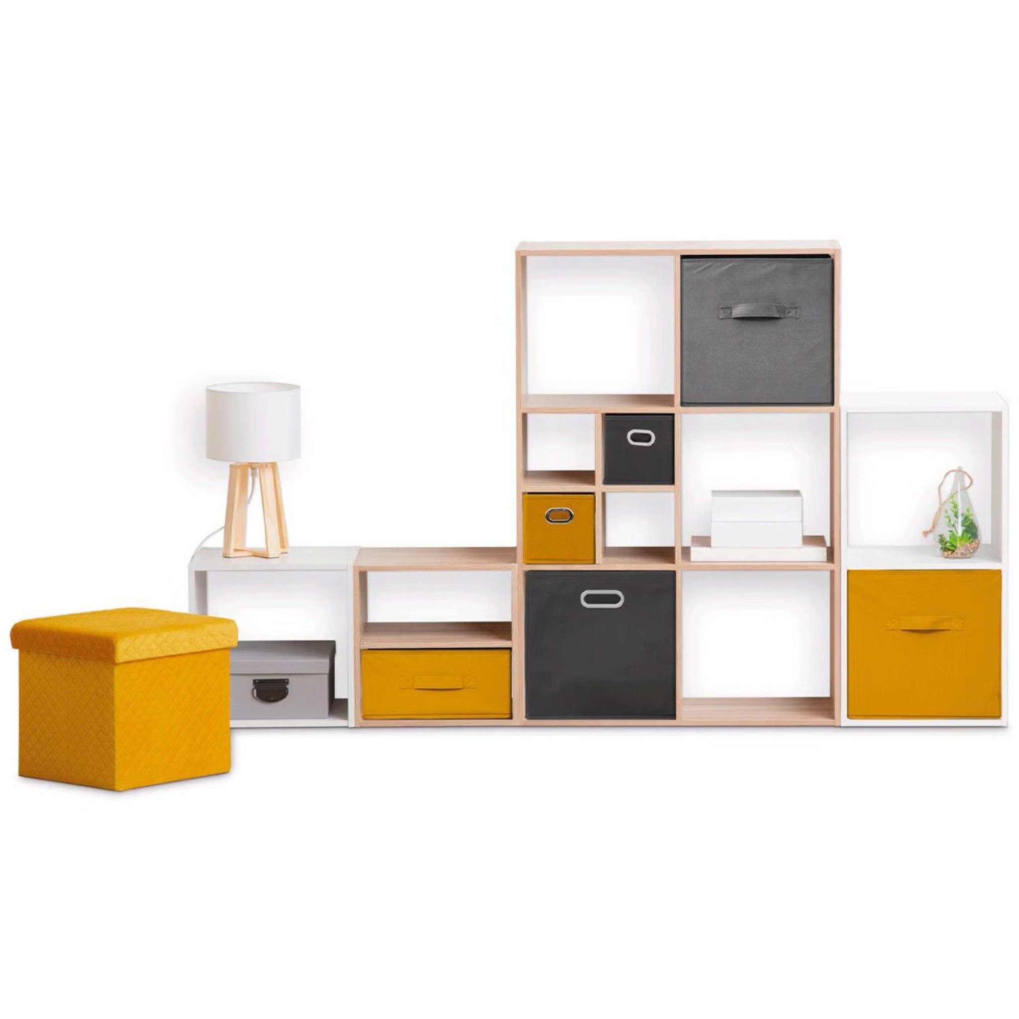 Voir la diapositive 2 : TOILINUX Lot de 2 boites de rangement cube en velours mix'n modul - l.31 x l.31 x h.31 cm - gris anthracite