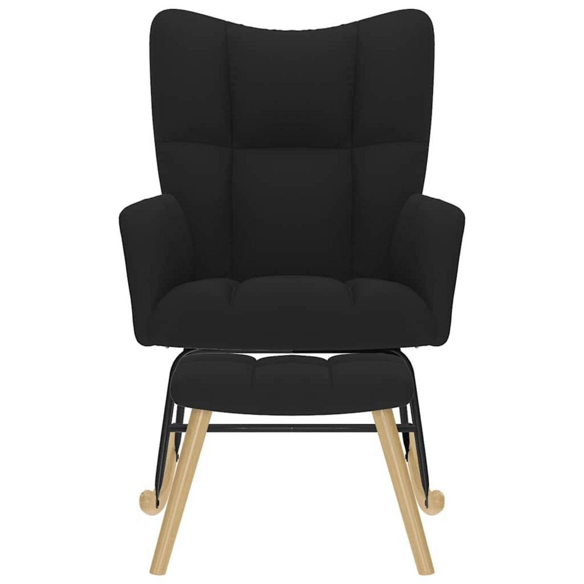VIDAXL Chaise a bascule avec repose-pied Noir Tissu