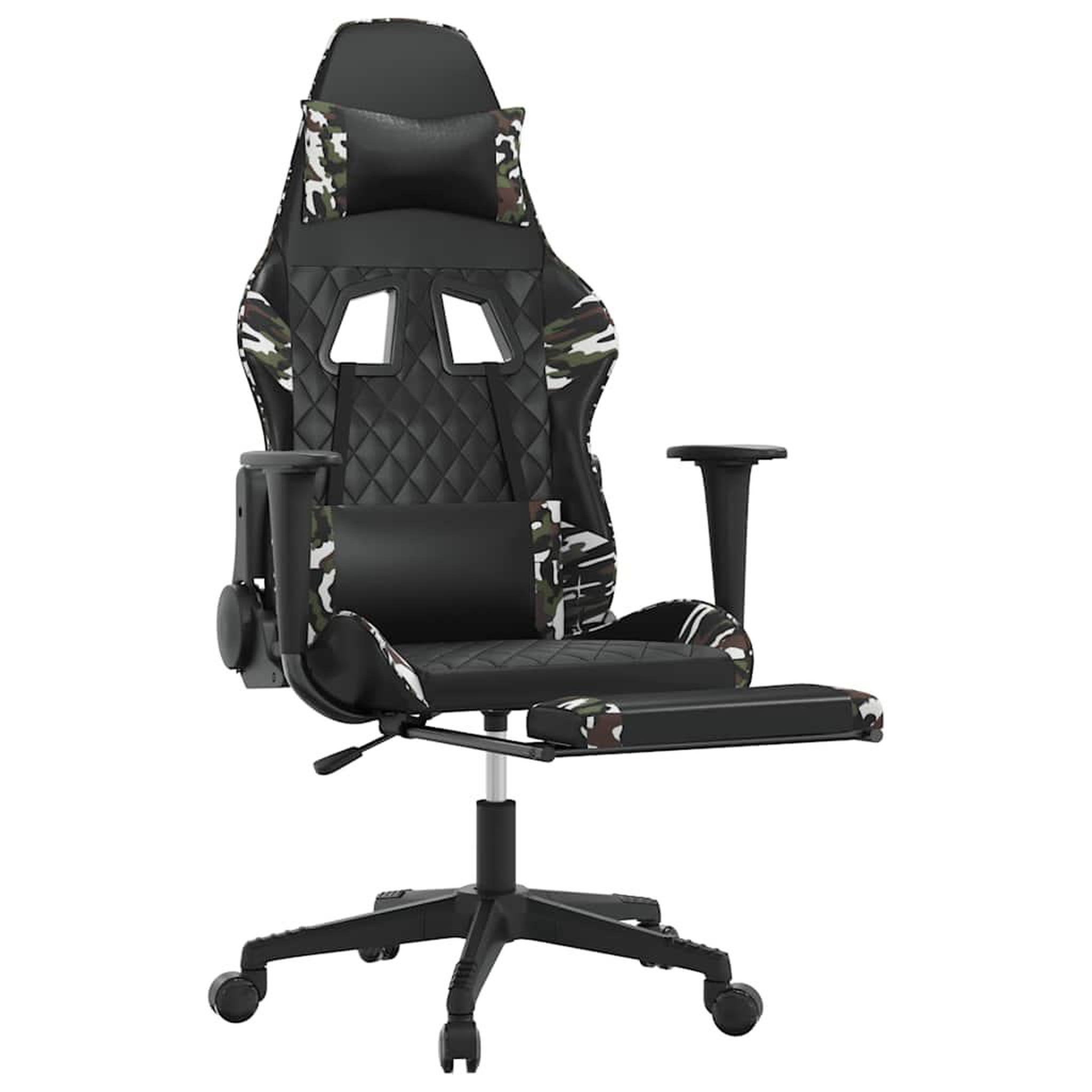 Voir la diapositive 3 : VIDAXL Chaise de jeu de massage repose-pied Noir&Camouflage Similicuir