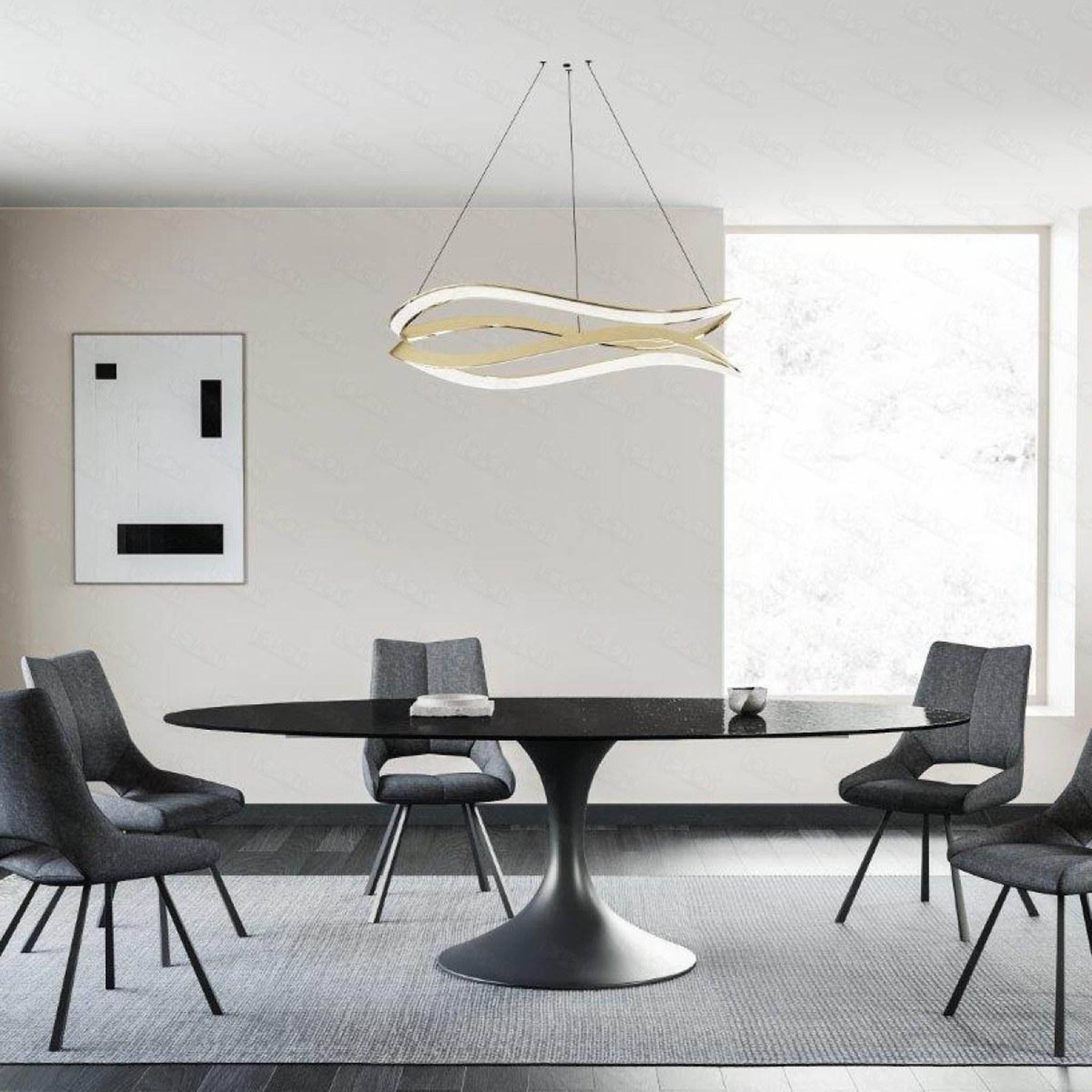 Voir la diapositive 2 : JLC KREATION Table forme irrégulière noire 280 cm calisia